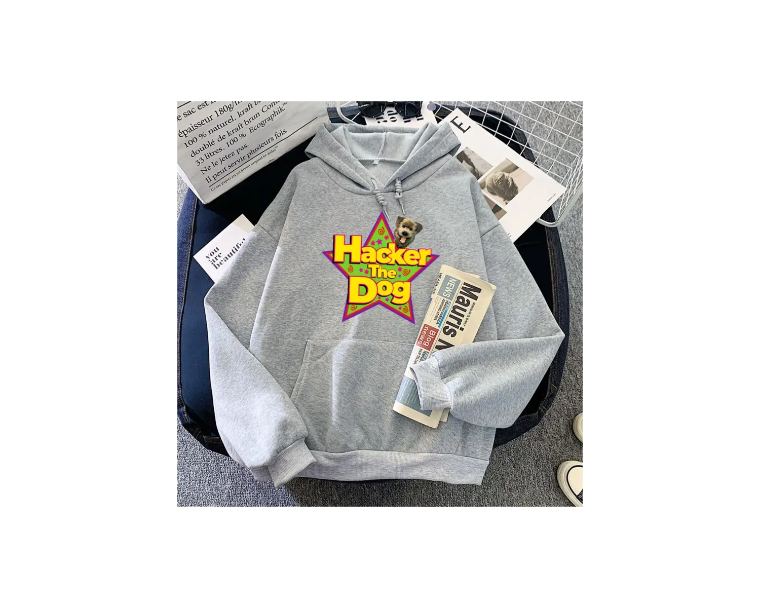 Beyaz Hacker köpek sevimli Hoodies kukla yapımcısı grafiki k