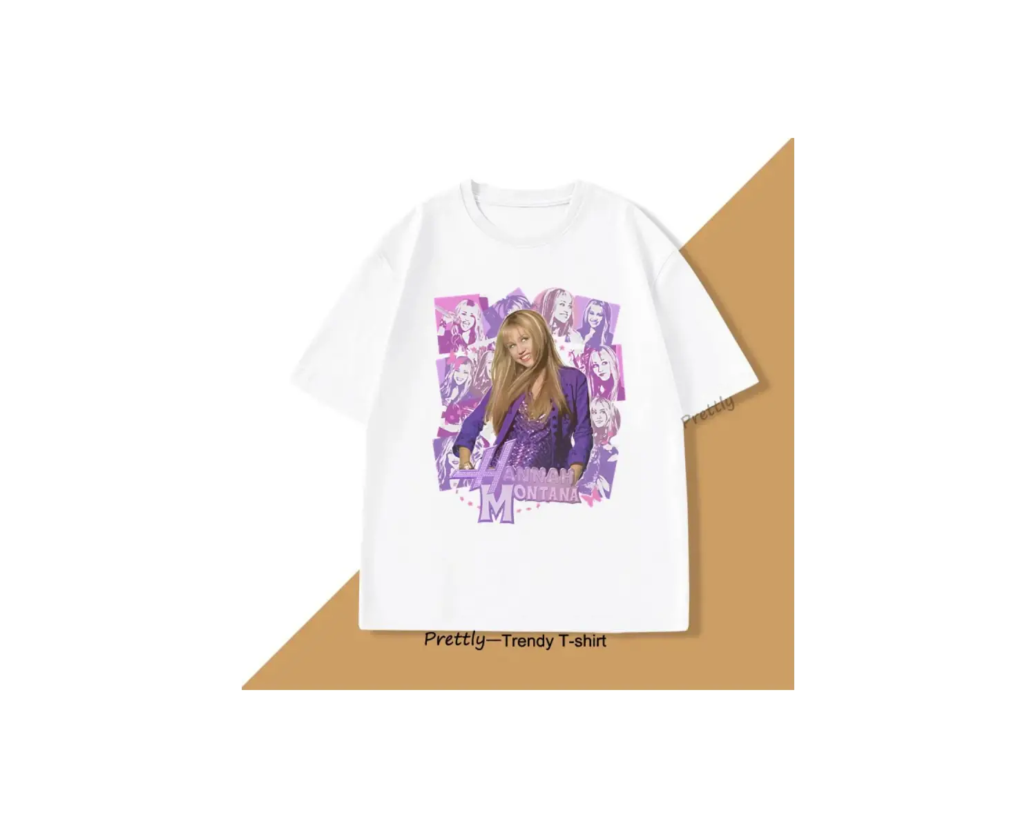 Beyaz Hannah Montana Baskı T Tee Sokak Üstleri Haraju