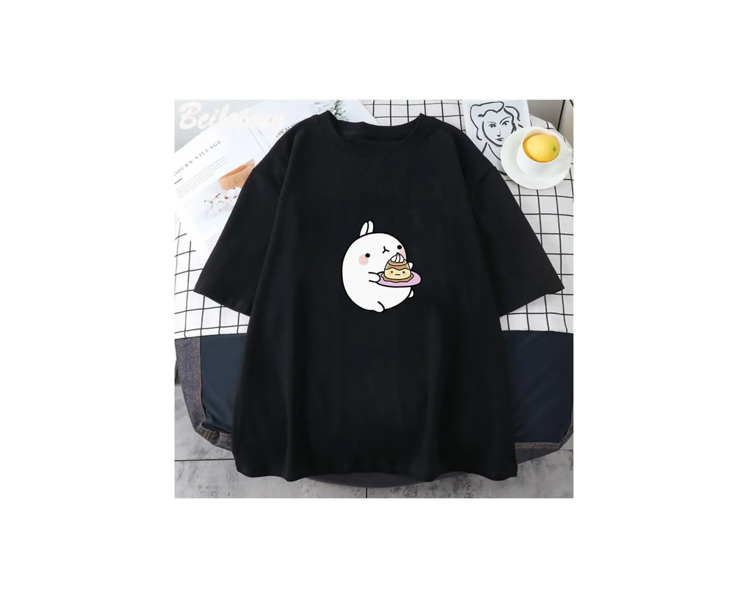 Beyaz Harajuku Anime Kawaii lu Harajuku Streetwear Y2k