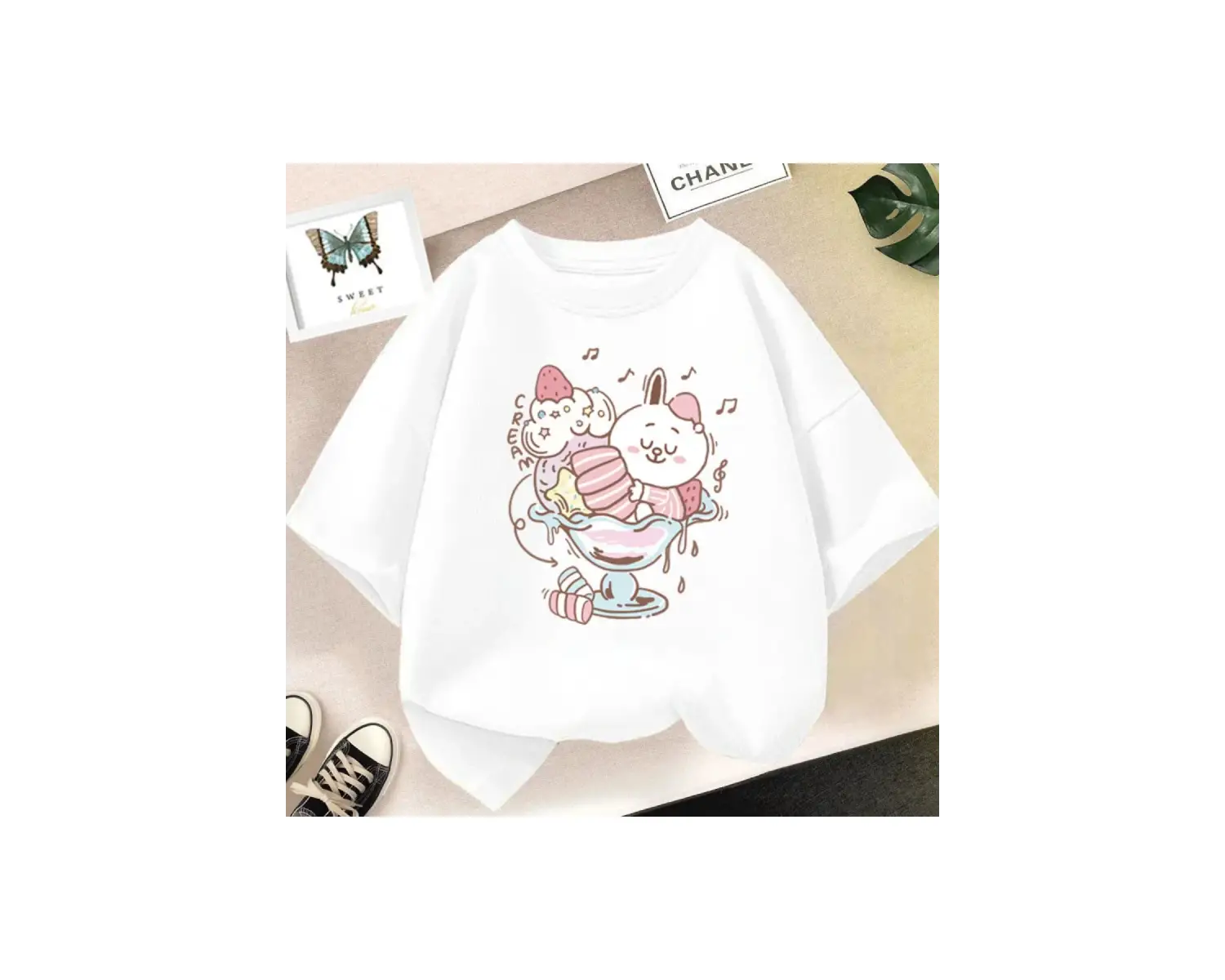 Beyaz Harajuku Japon Kanji Baskı TShirt Yaz Tees Tops Hip Hop str