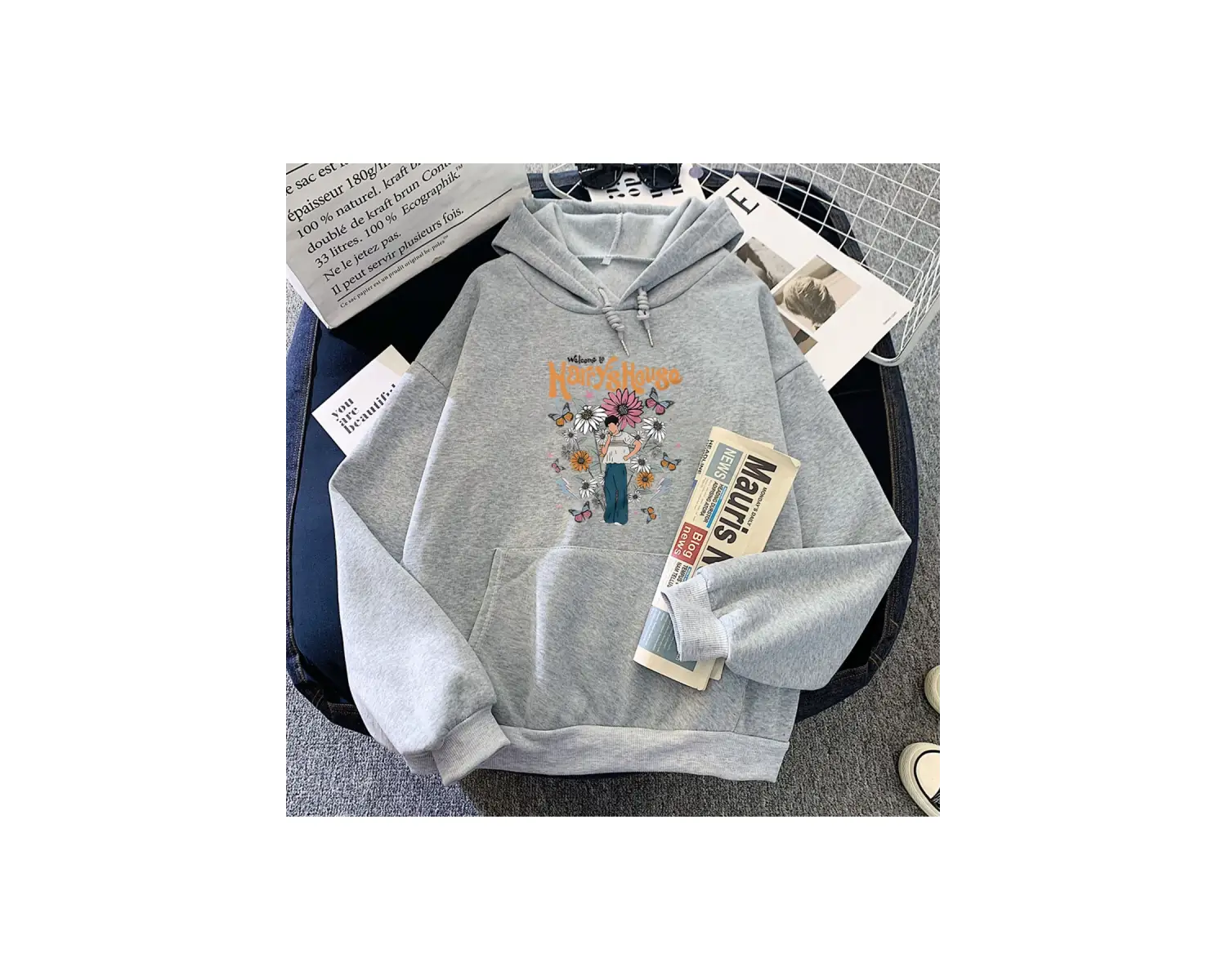 Beyaz Harrys evi Hoodie karikatür moda grafiksonbahar Hoody yaygın