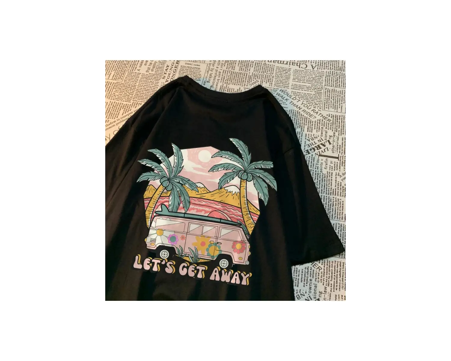 Beyaz Haydi Otobüs Alalım Tatilde Git Baskı leri Harajuku Nefes Tshirt Yaz bol tiş