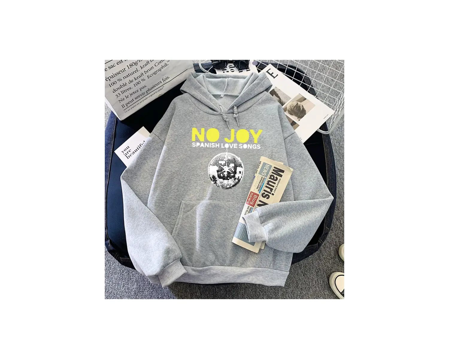 Beyaz Hiçbir sevinç İspanyolca aşk kıları Hoodies grafik