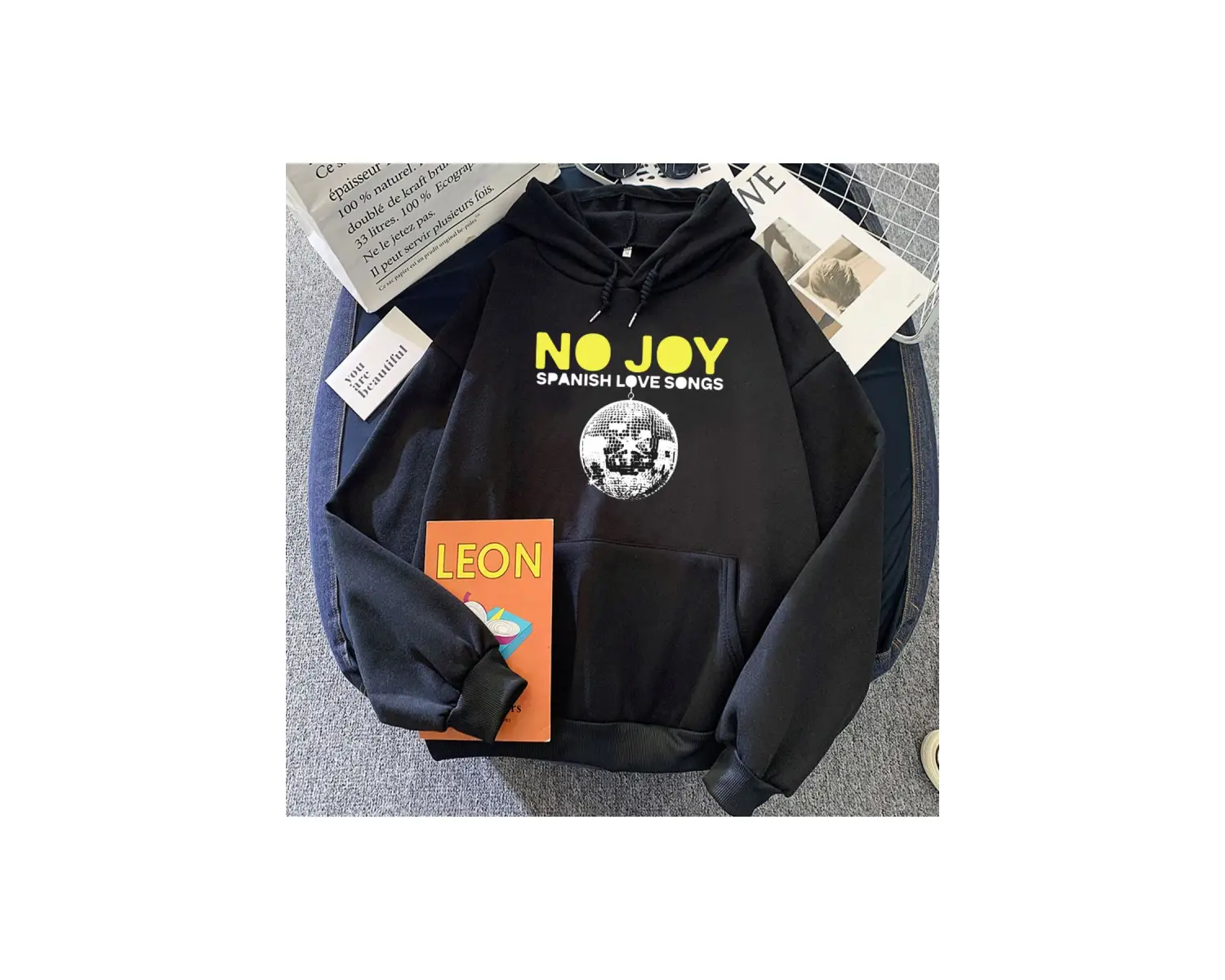 Beyaz Hiçbir sevinç İspanyolca aşk kıları Hoodies grafik