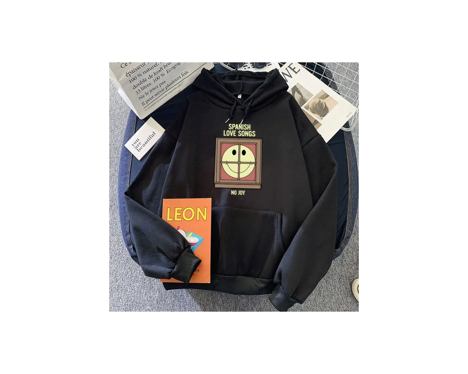 Beyaz Hip Hop Unisex Hoodies İspanyol aşk kıları bant Ropa Mujer Ropa d