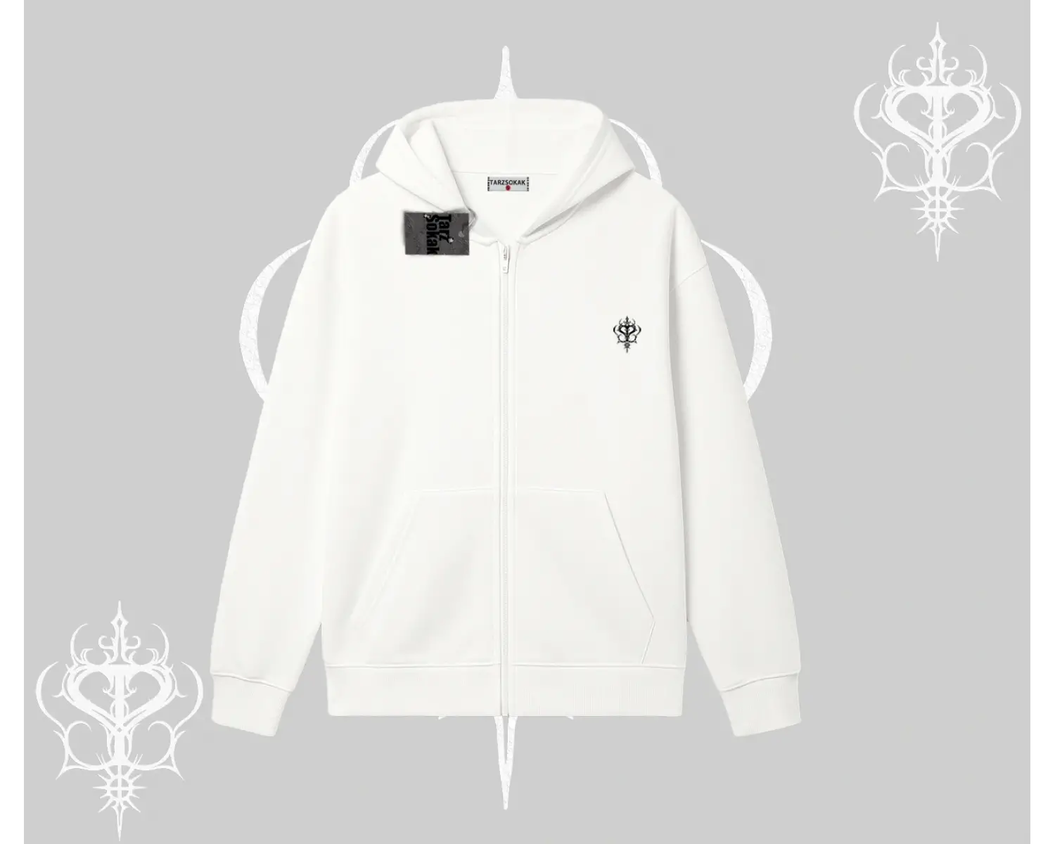 Beyaz Hırka Sweatshirt Özel logolu