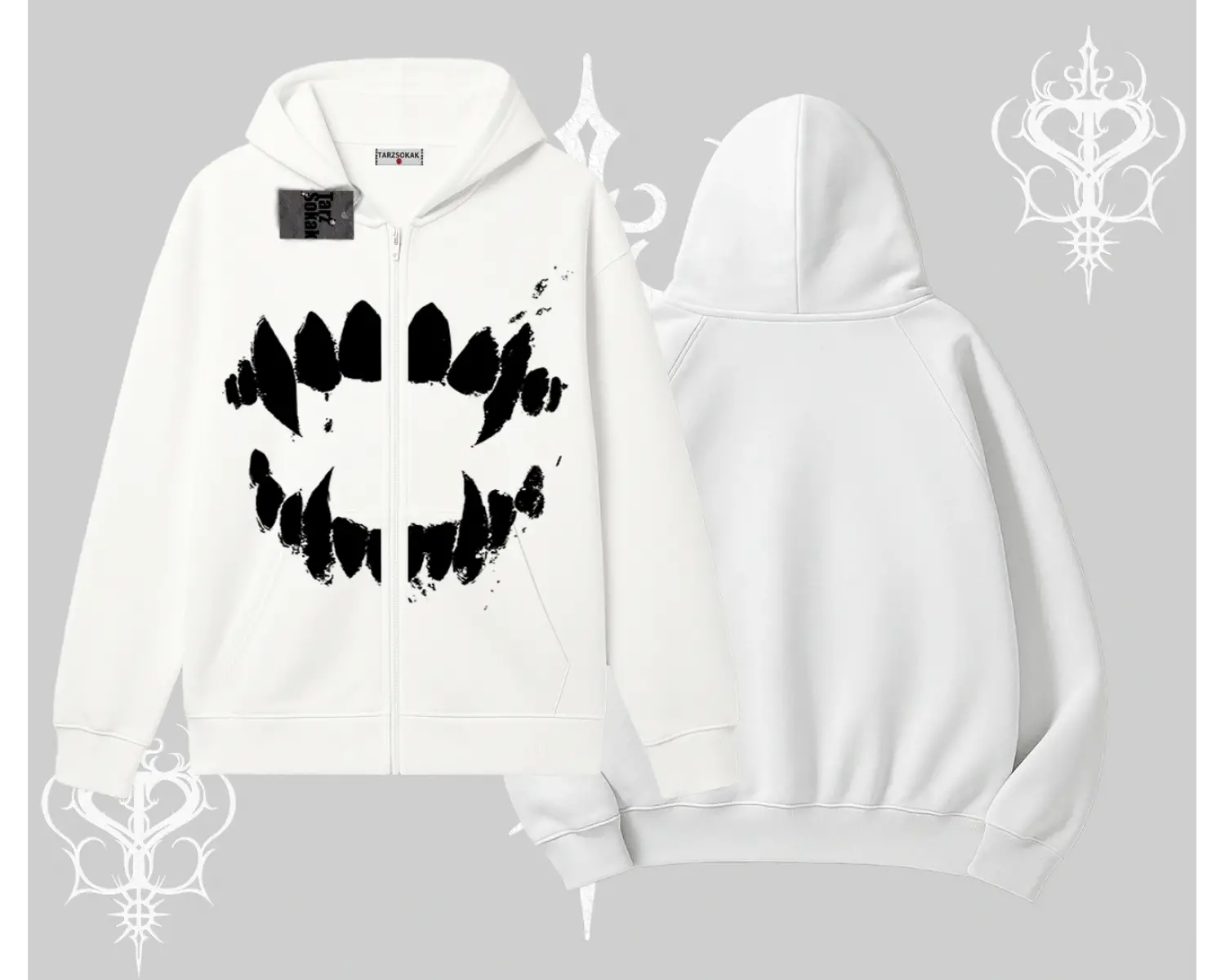 Beyaz Hırka Sweatshirt Vampir Dış