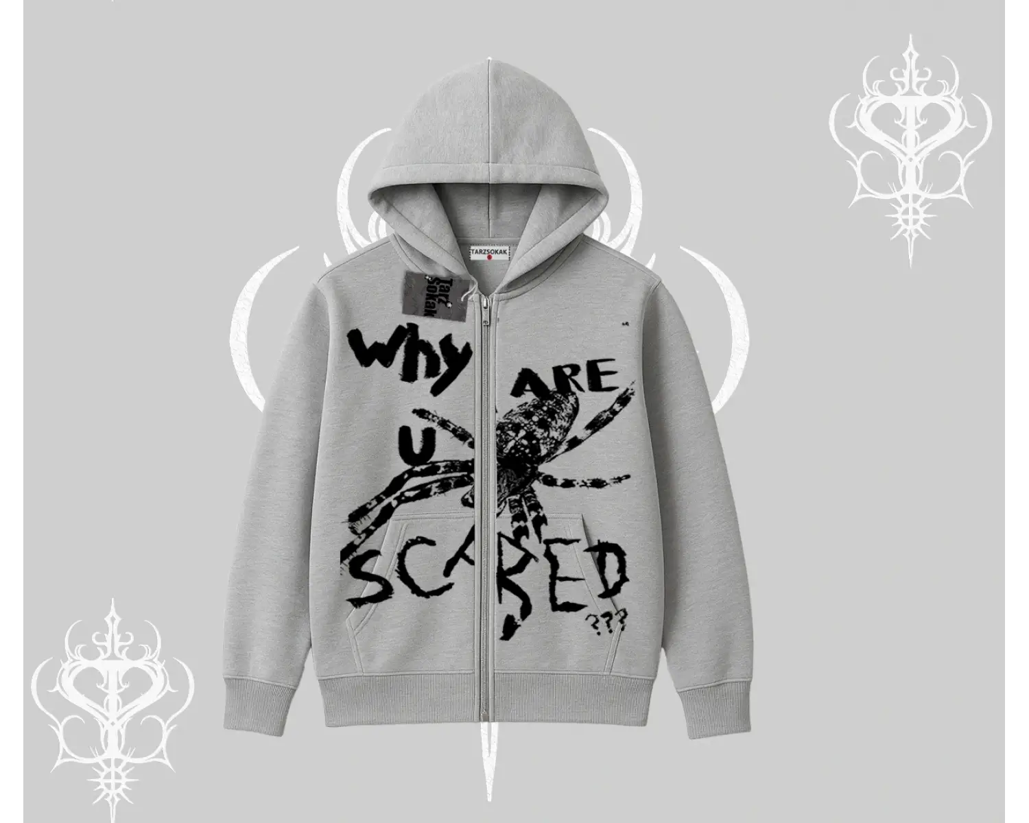 Beyaz Hırka Sweatshirt Why are u Scared