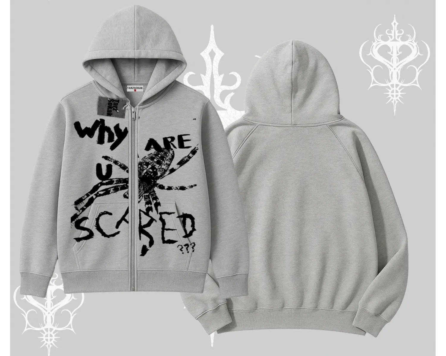 Beyaz Hırka Sweatshirt Why are u Scared