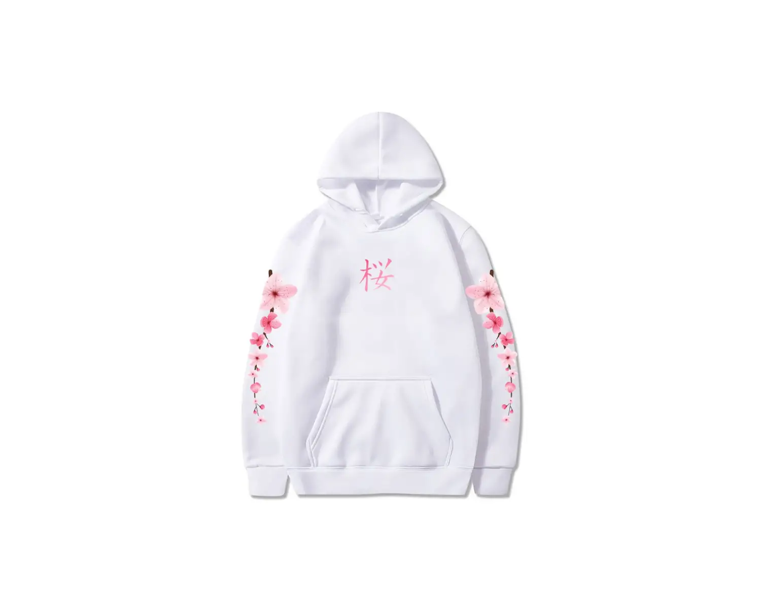 Beyaz Japon Çiçeği Sakura Grafik Hoodiesahat Rahat KarikatürK