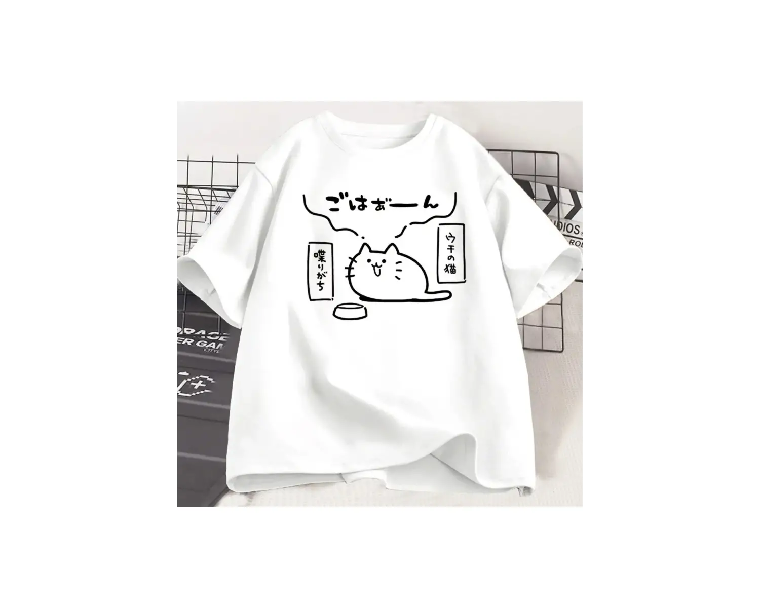 Beyaz Japon Tarzı Kedi Baskılı lar için Trendy bol kadı