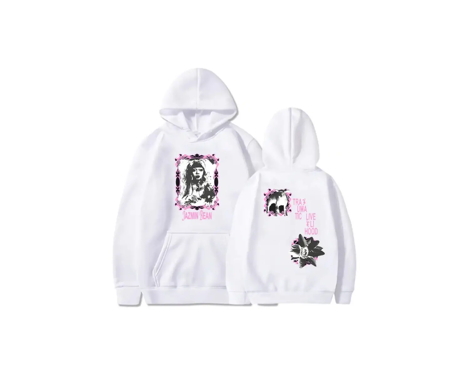 Beyaz jazmin-fasulye travmatik geçim tur HoodiesHarajukukapü