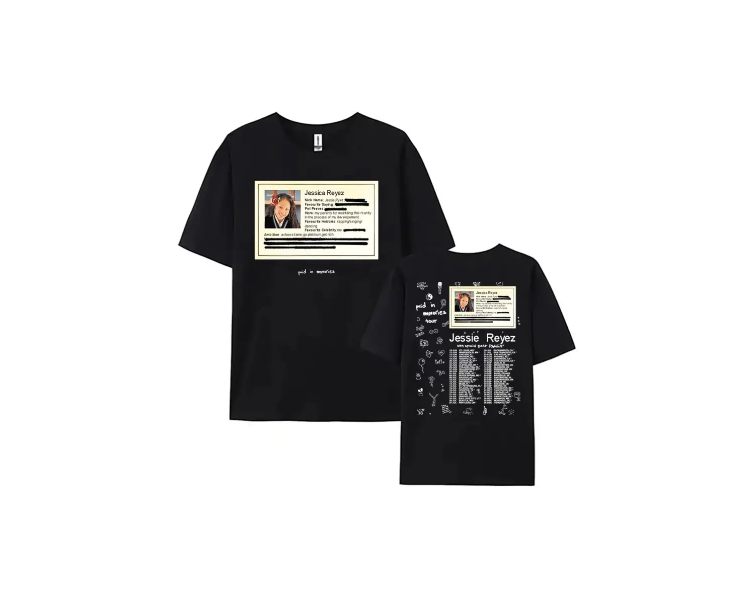 Beyaz JESSIE REYEZ ANILARDA ÖDEME Tur leri Yeni Albüm baskılı /Erkek Y