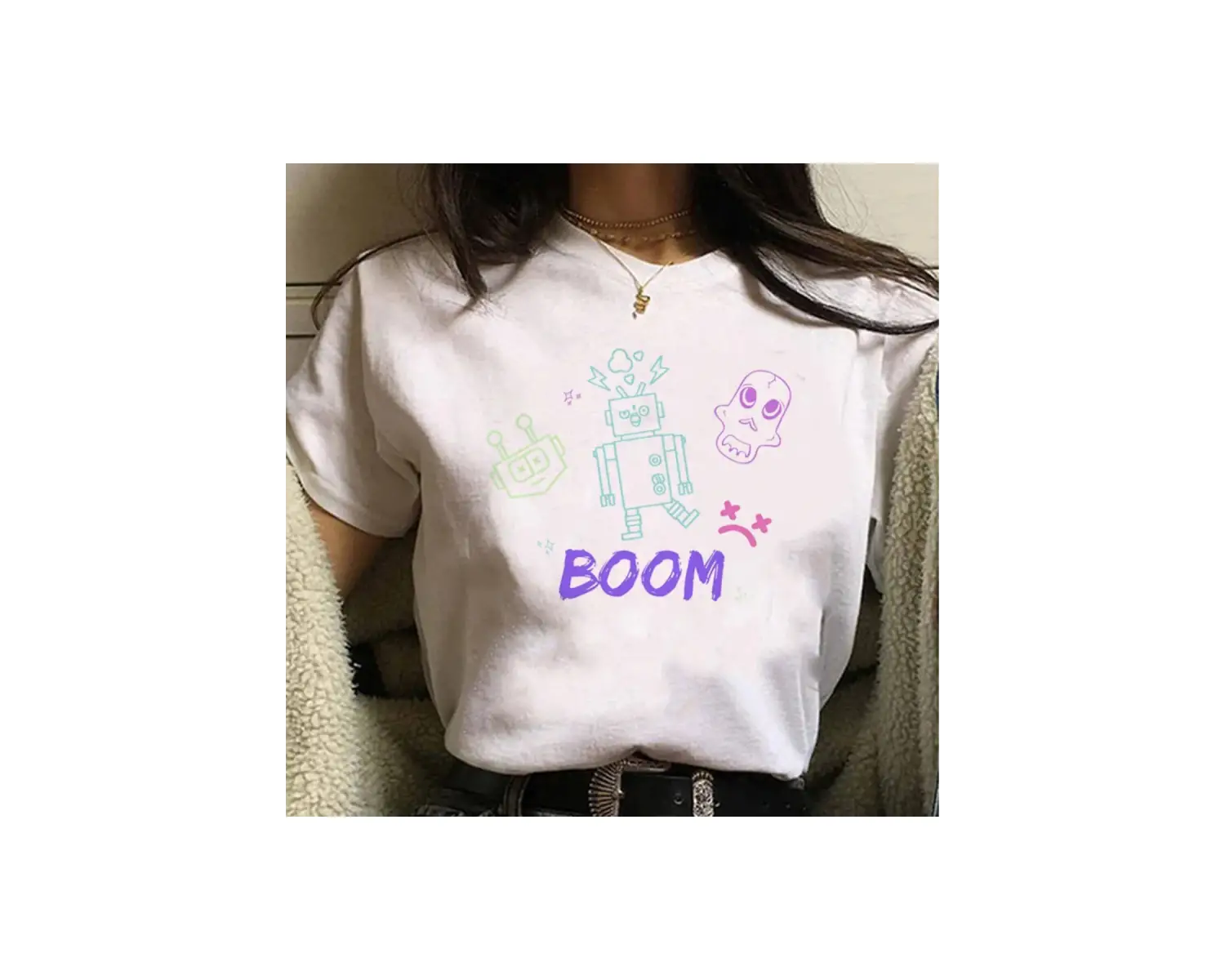 Beyaz Jinx Arcane Maymun Anime Cosplay Tees Unisex Grunge Estetik Ka