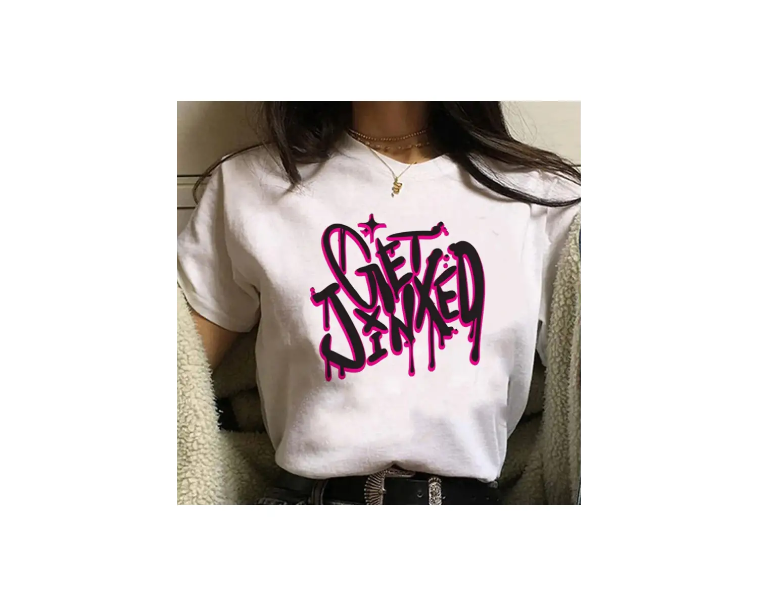 Beyaz Jinx Arcane Maymun Anime Cosplay Tees Unisex Grunge Estetik Ka