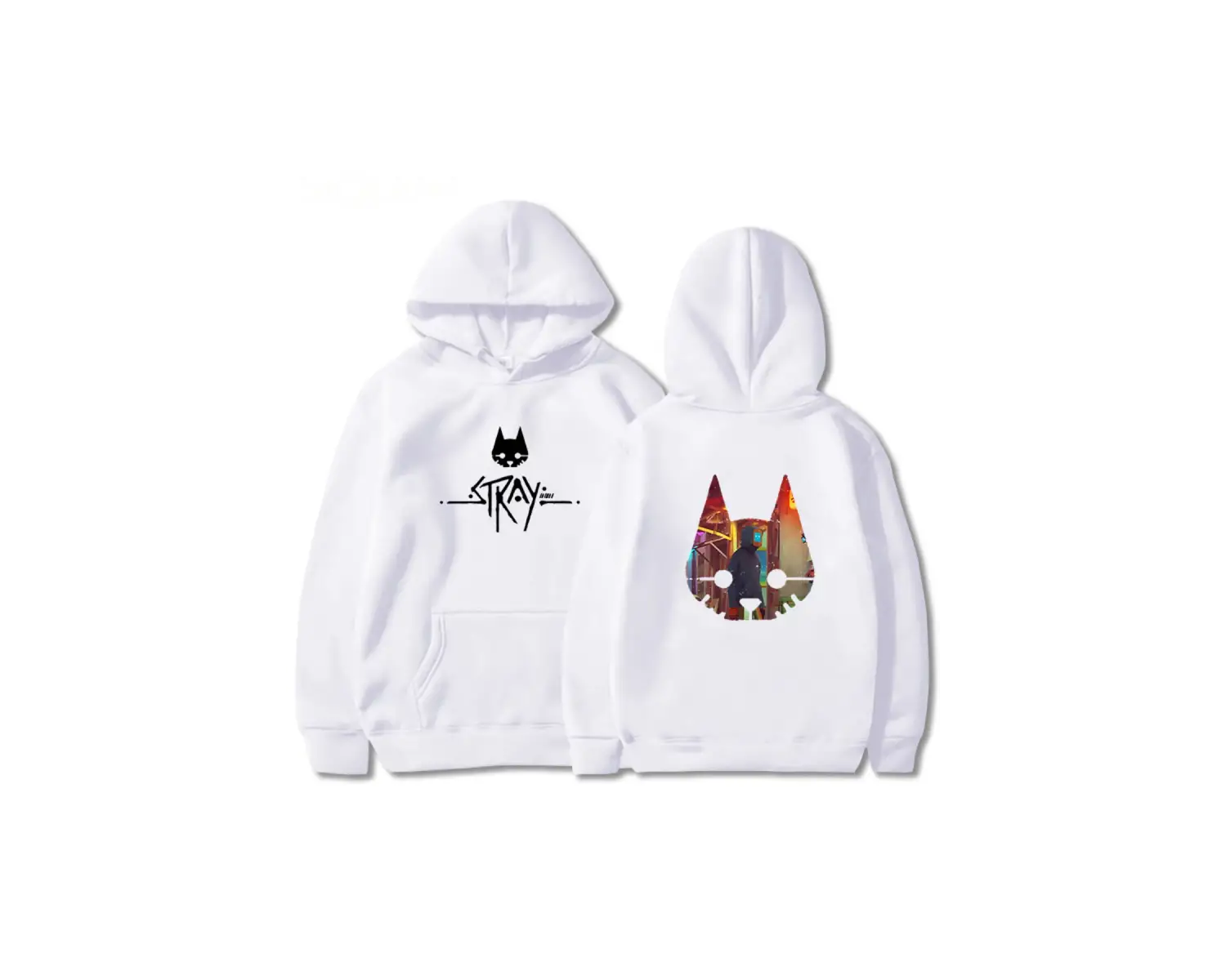 Beyaz Kaçak Oyun Kedi Anime Hoodie Sıcak Oyuni Büyük Boy Ti