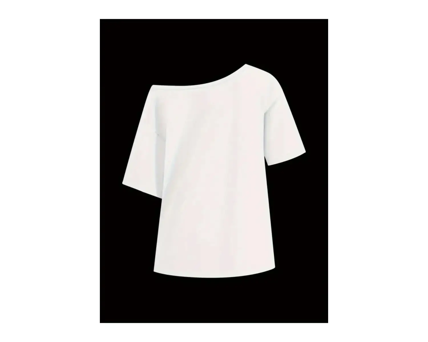 Beyaz Kadın Düşük Omuz Kayık Yaka Baskılı