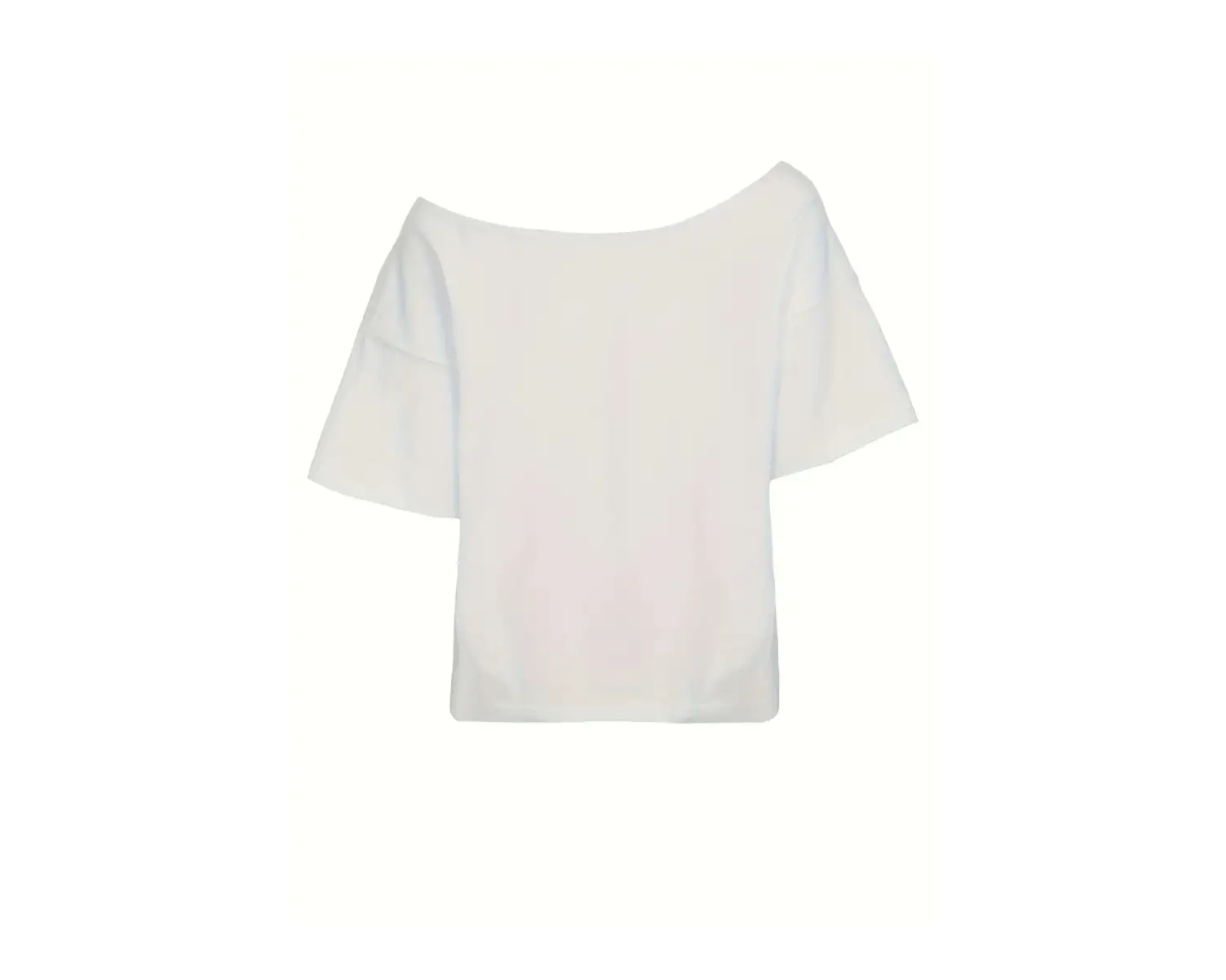 Beyaz Kadın Düşük Omuz Kayık Yaka Feel Fun Baskılı