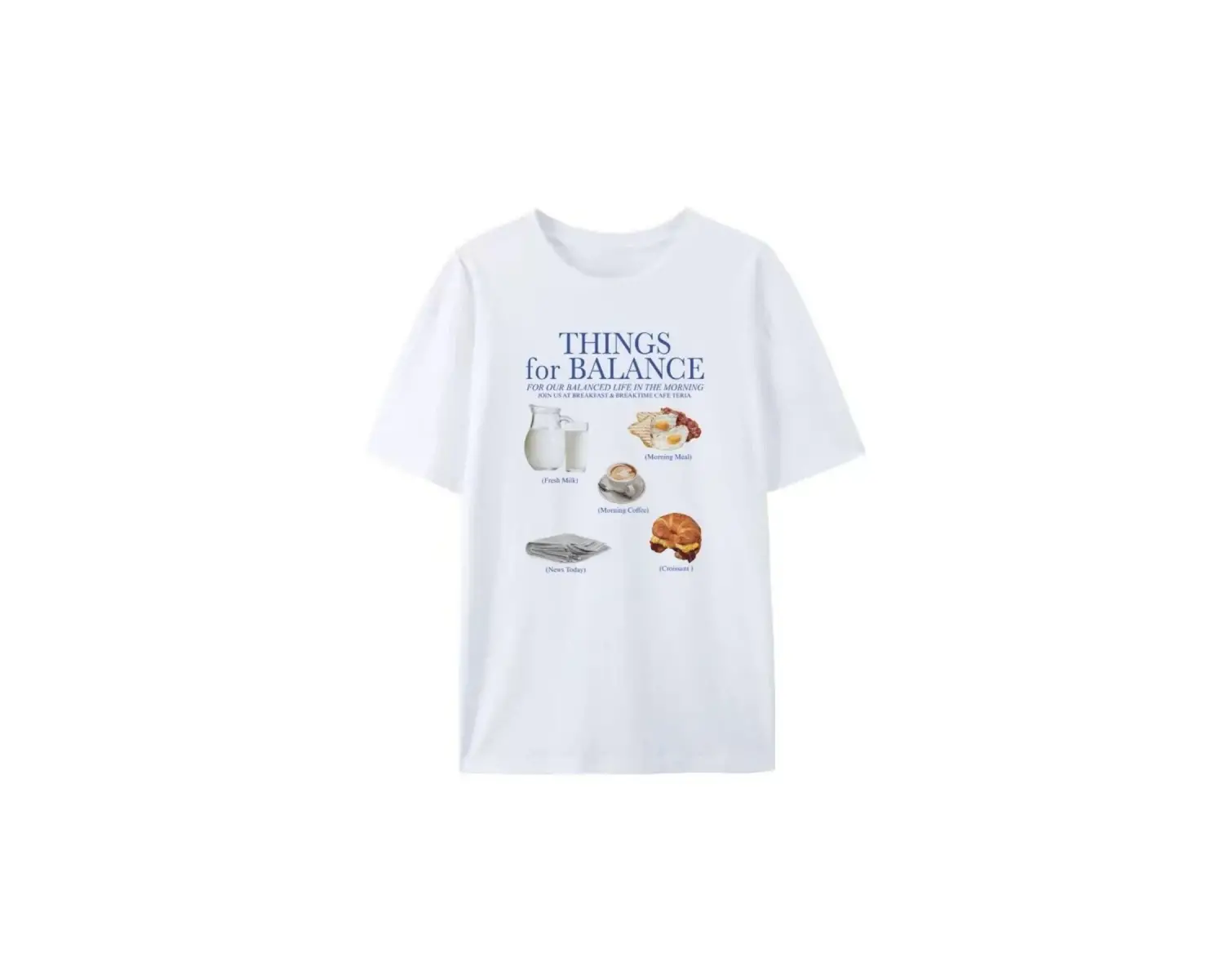 Beyaz Kahvaltı Kore Sokak Y2k Estetik Grafik Tees Sevimli Gıda Unis