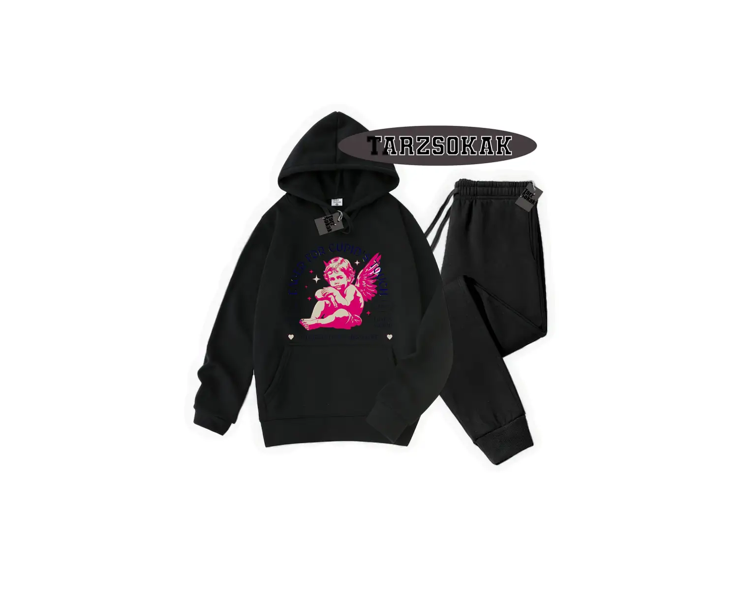 Beyaz Kapşonlu Eager Detaylı ikili TAKIM