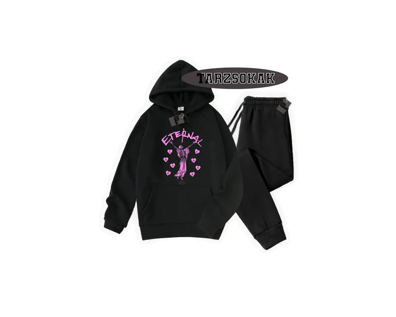 Beyaz Kapşonlu Eternal Detaylı ikili TAKIM