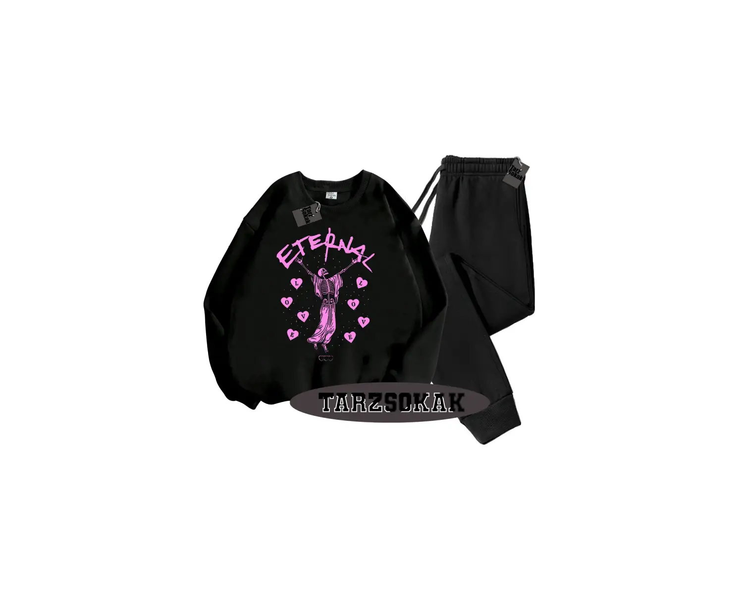 Beyaz Kapşonlu Eternal Detaylı ikili TAKIM