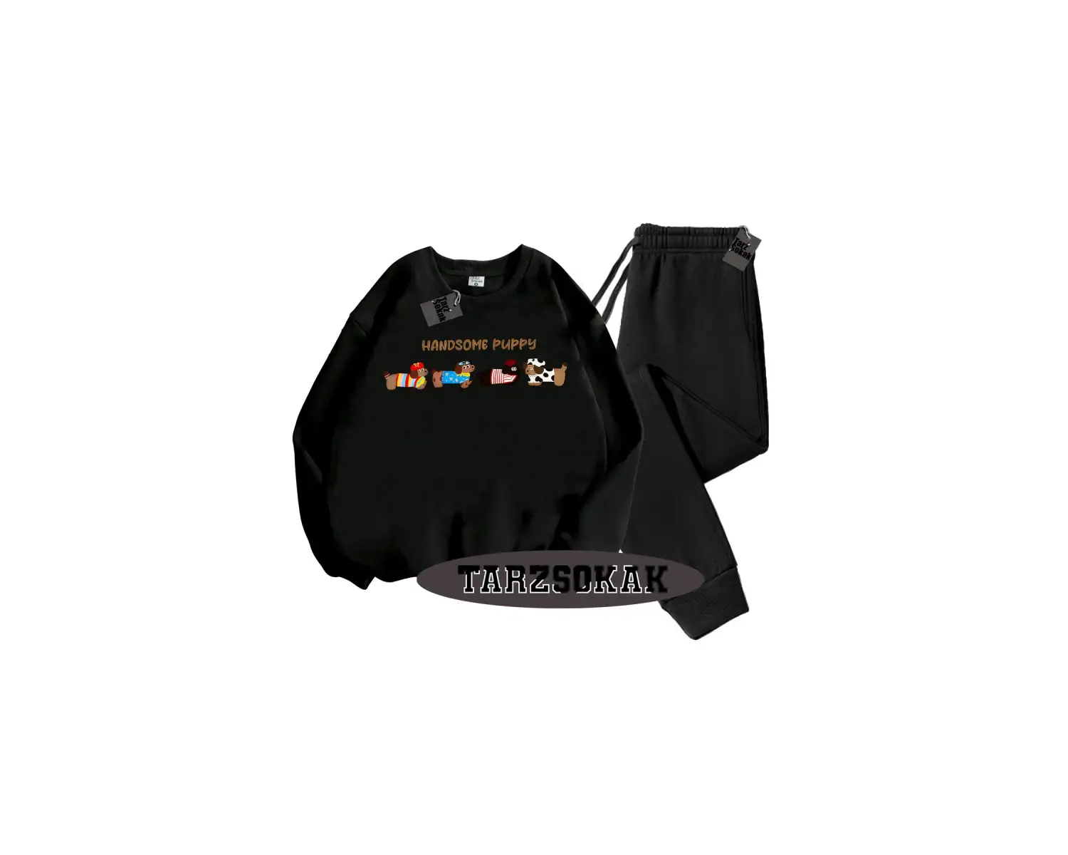 Beyaz Kapşonlu Handsome Detaylı ikili TAKIM