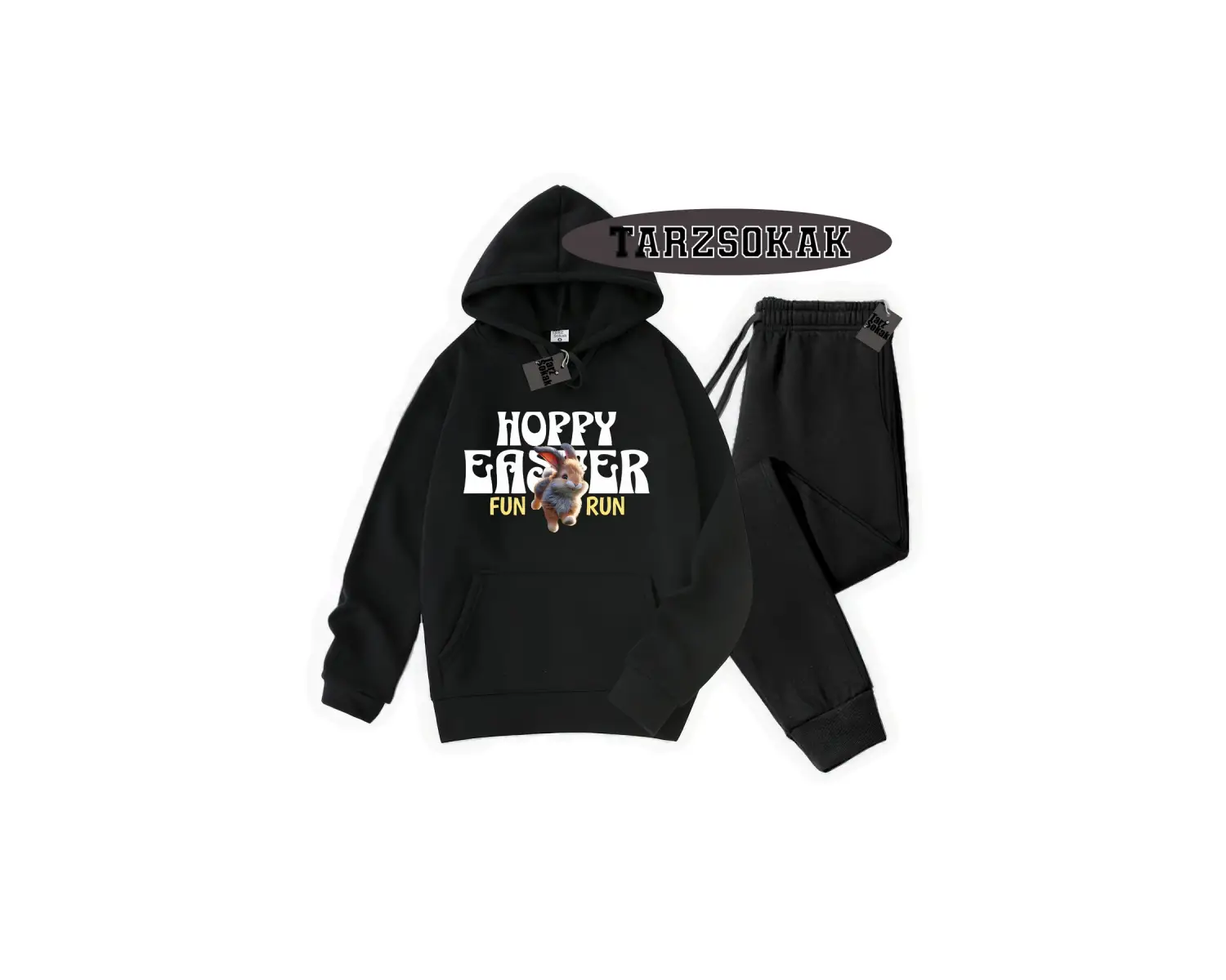 Beyaz Kapşonlu Hoppy Detaylı ikili TAKIM