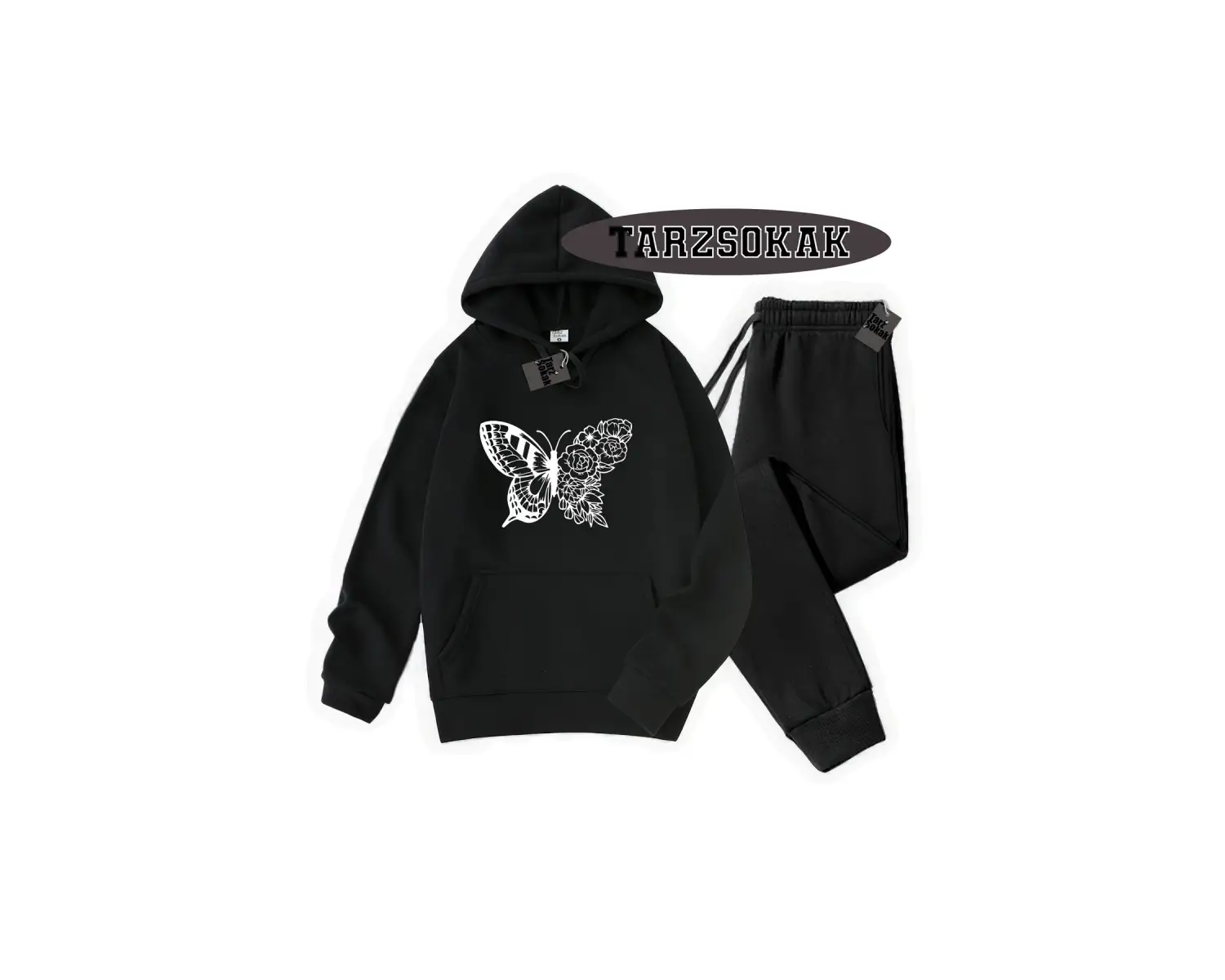 Beyaz Kapşonlu kelebek çiçek Detaylı ikili TAKIM