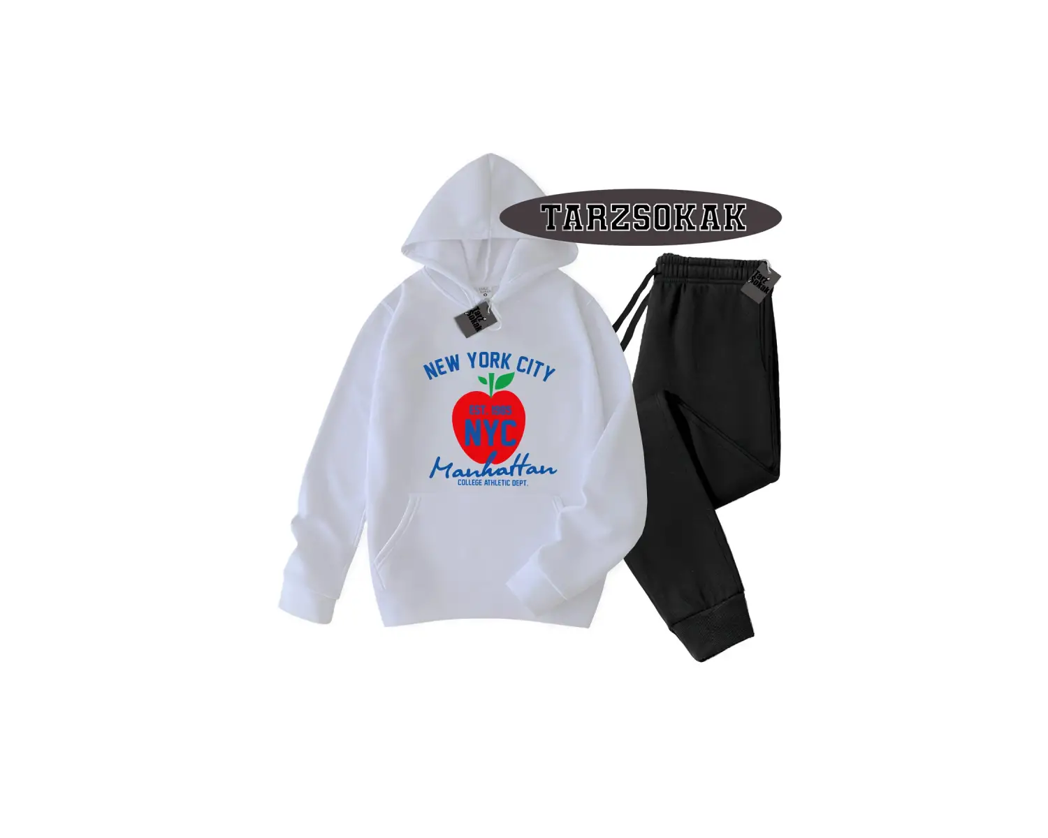 Beyaz Kapşonlu Nyces Detaylı ikili TAKIM