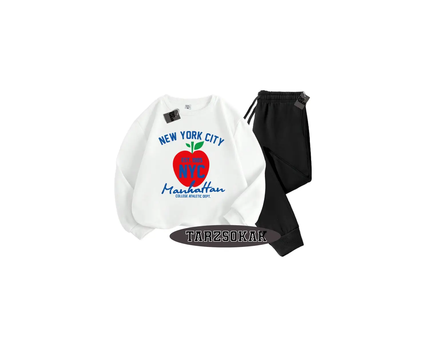 Beyaz Kapşonlu Nyces Detaylı ikili TAKIM