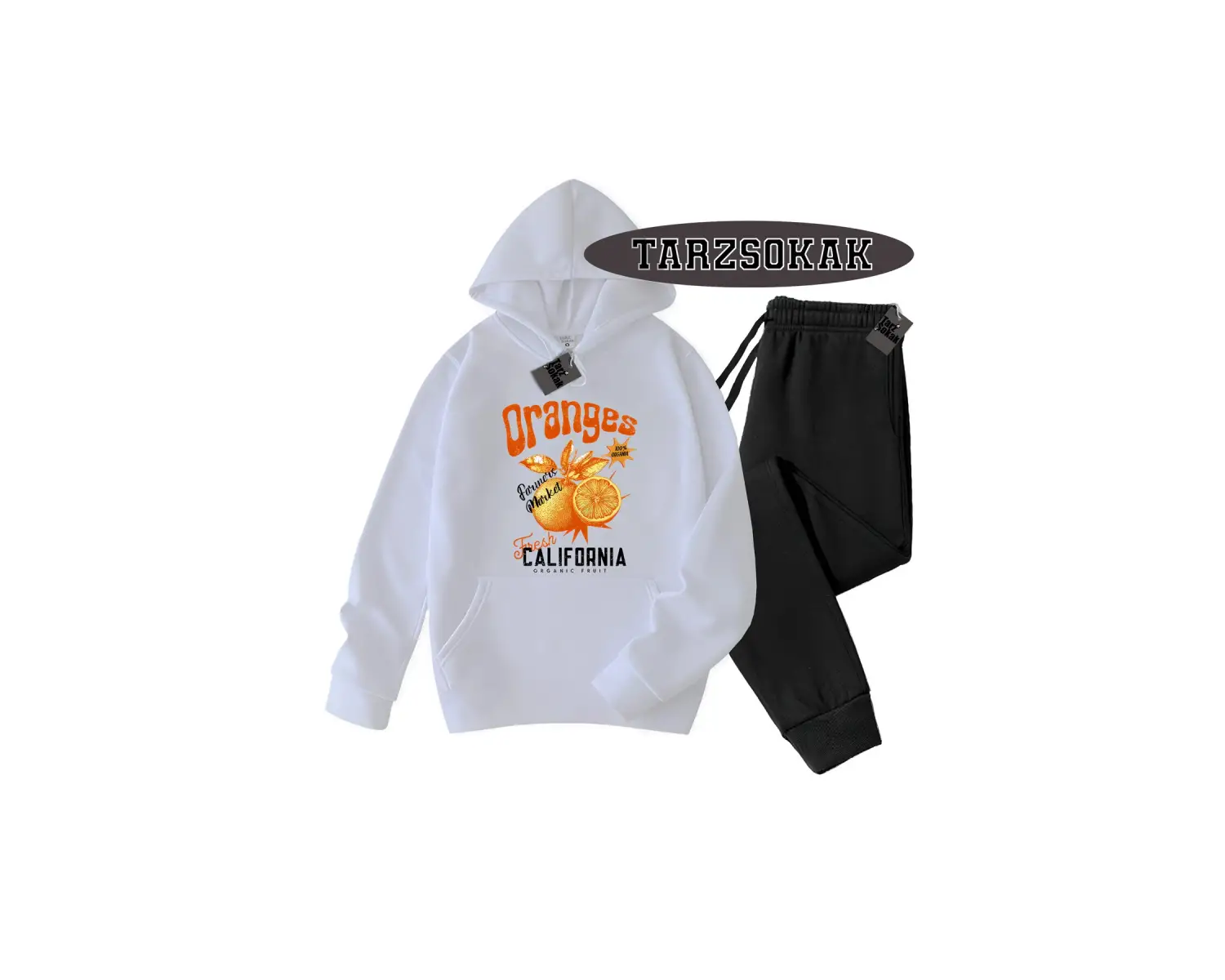 Beyaz Kapşonlu Oranges Detaylı ikili TAKIM