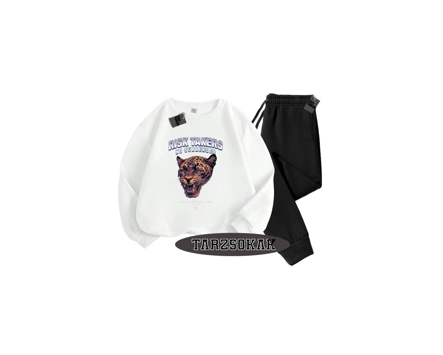 Beyaz Kapşonlu Reason Detaylı ikili TAKIM