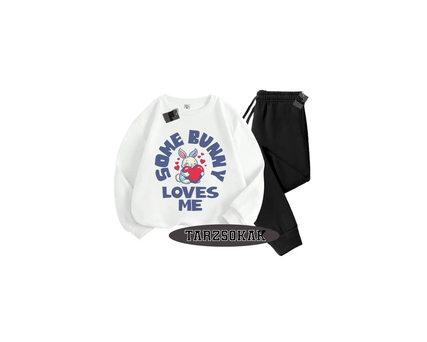 Beyaz Kapşonlu Reason Detaylı ikili TAKIM