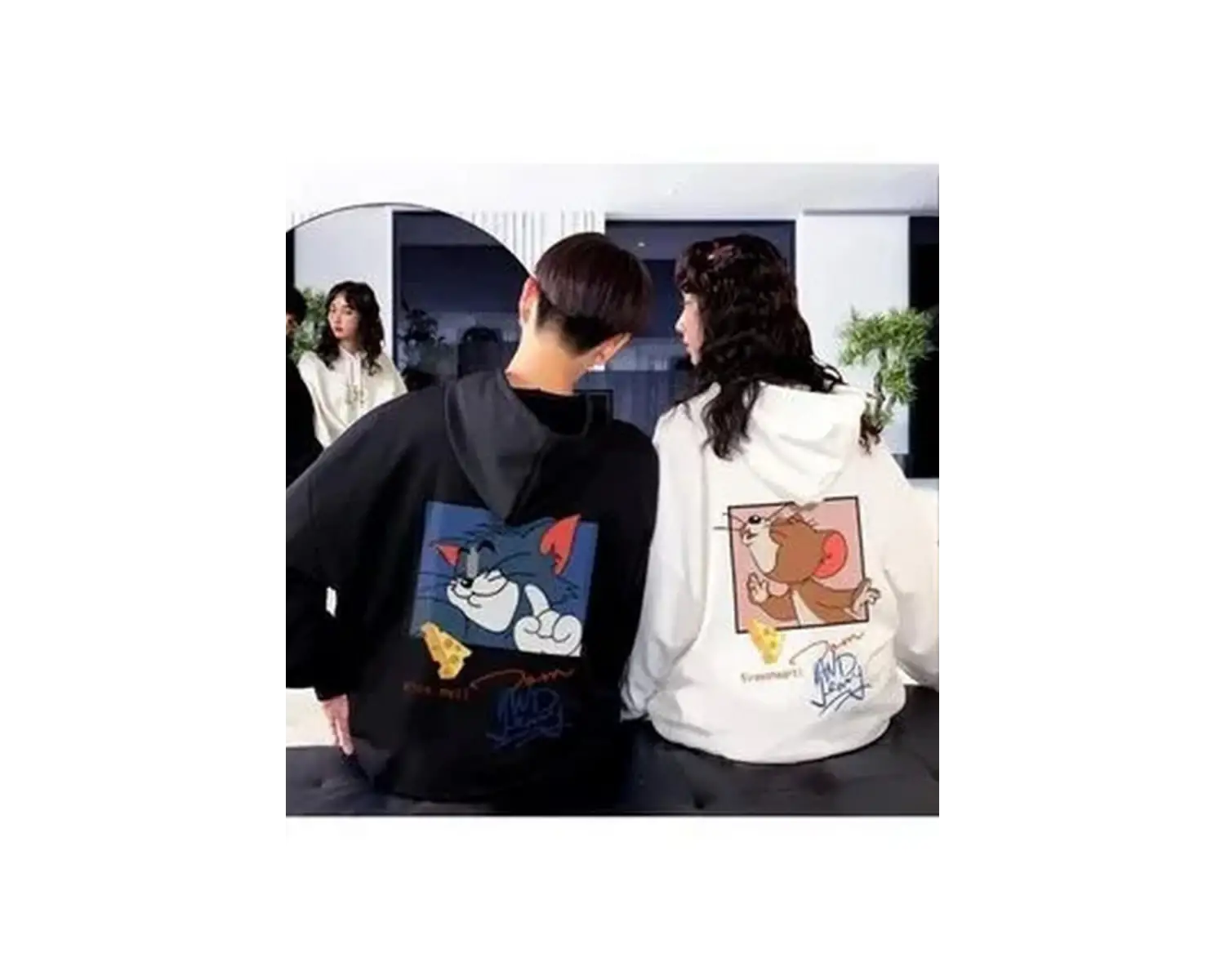 Beyaz Kapşonlu Sweatshirt Çift Sevgili Kombinleri Couple Clothing