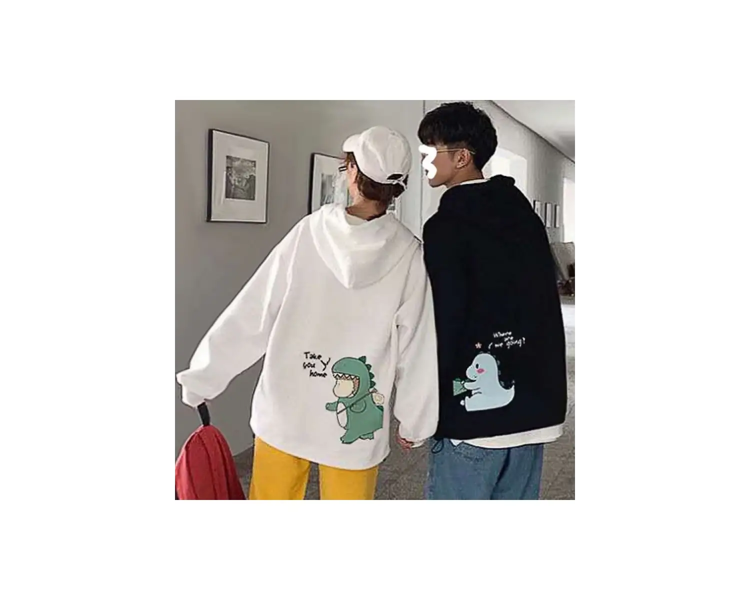 Beyaz Kapşonlu Sweatshirt Çift Sevgili Kombinleri Couple Clothing