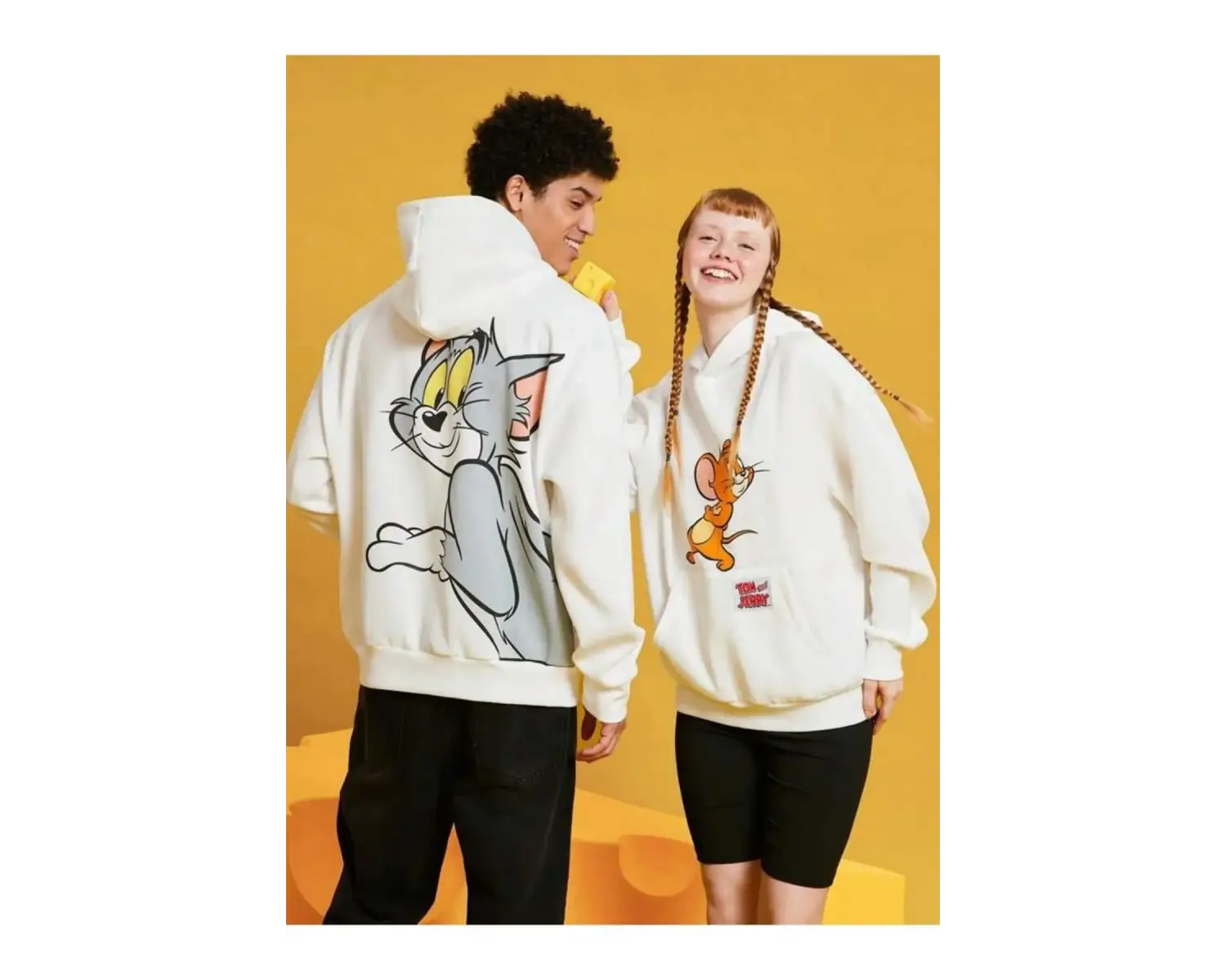 Beyaz Kapşonlu Sweatshirt Çift Sevgili Kombinleri Couple Clothing