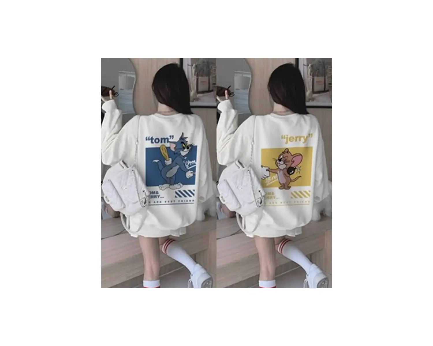 Beyaz Kapşonlu Sweatshirt Çift Sevgili Kombinleri Couple Clothing