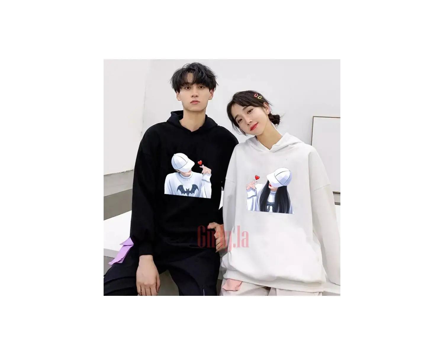 Beyaz Kapşonlu Sweatshirt Çift Sevgili Kombinleri Couple Clothing