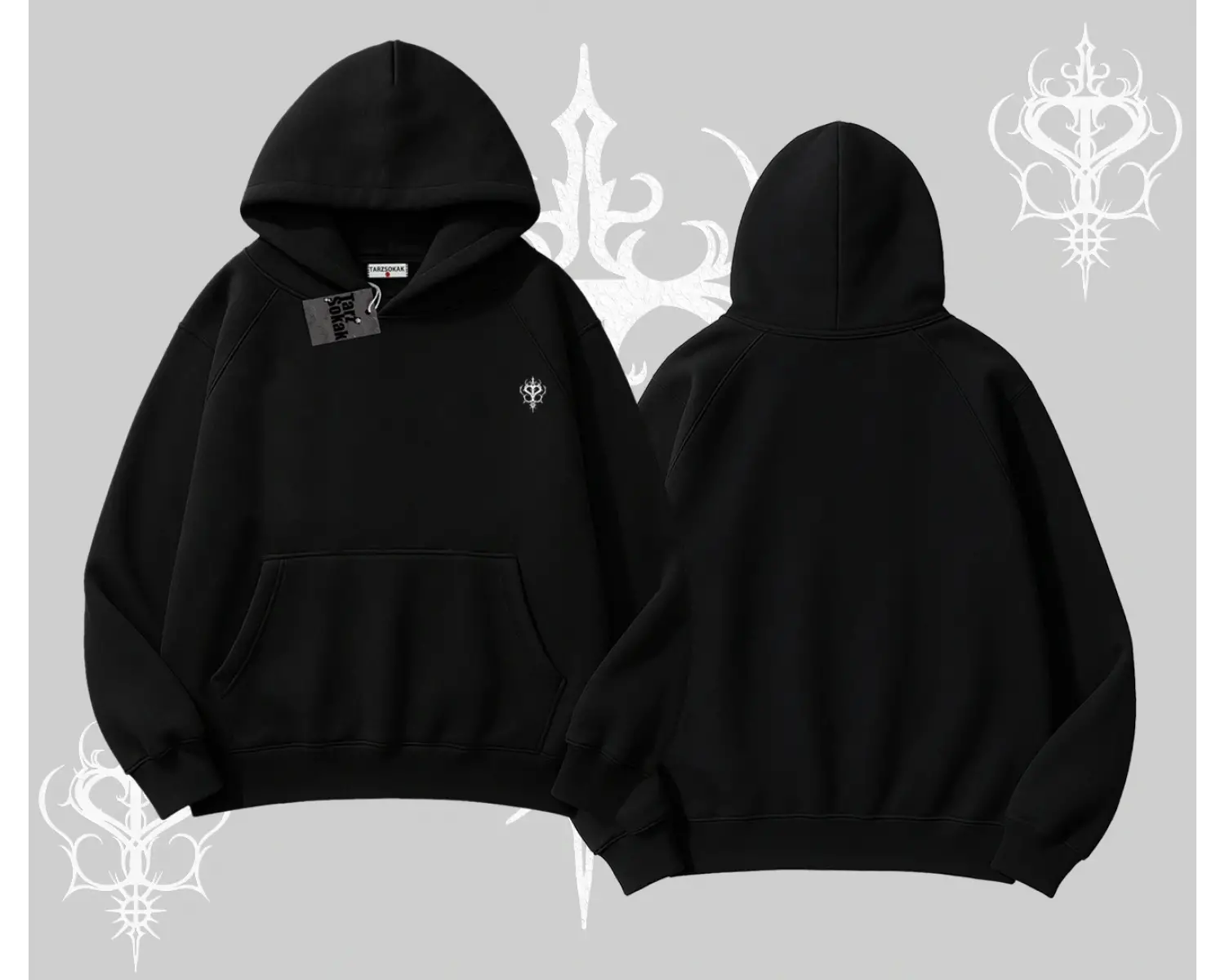 Beyaz Kapşonlu Sweatshirt Özel logolu