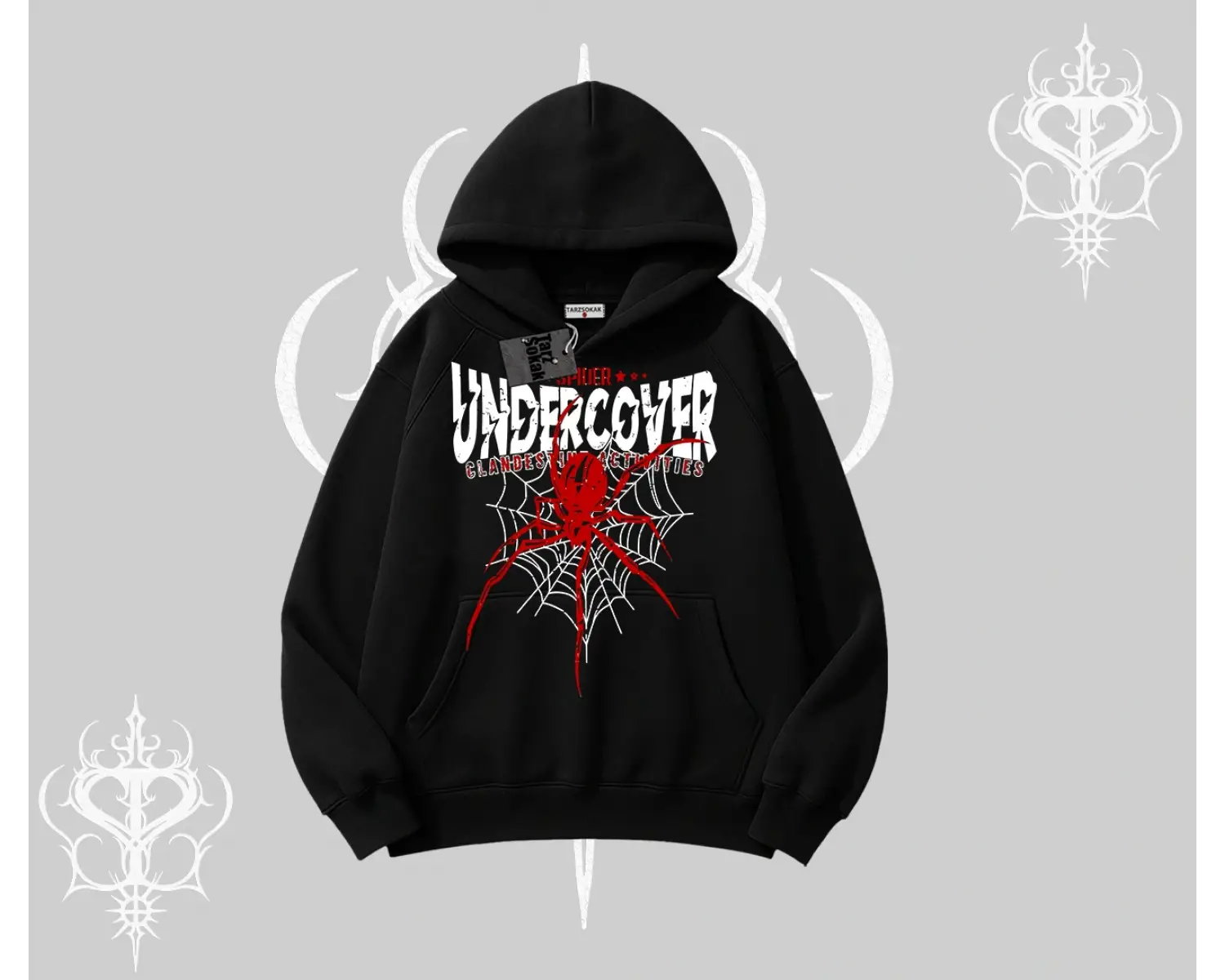 Beyaz Kapşonlu Sweatshirt Spider Undercover