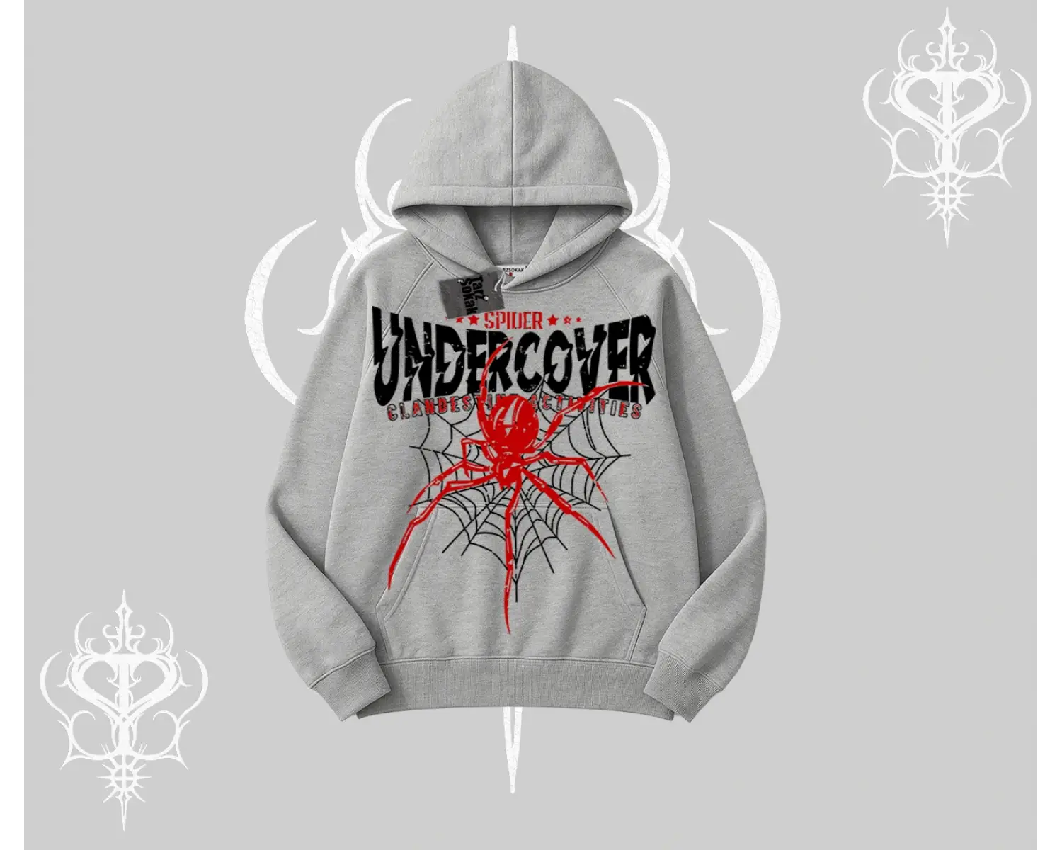 Beyaz Kapşonlu Sweatshirt Spider Undercover