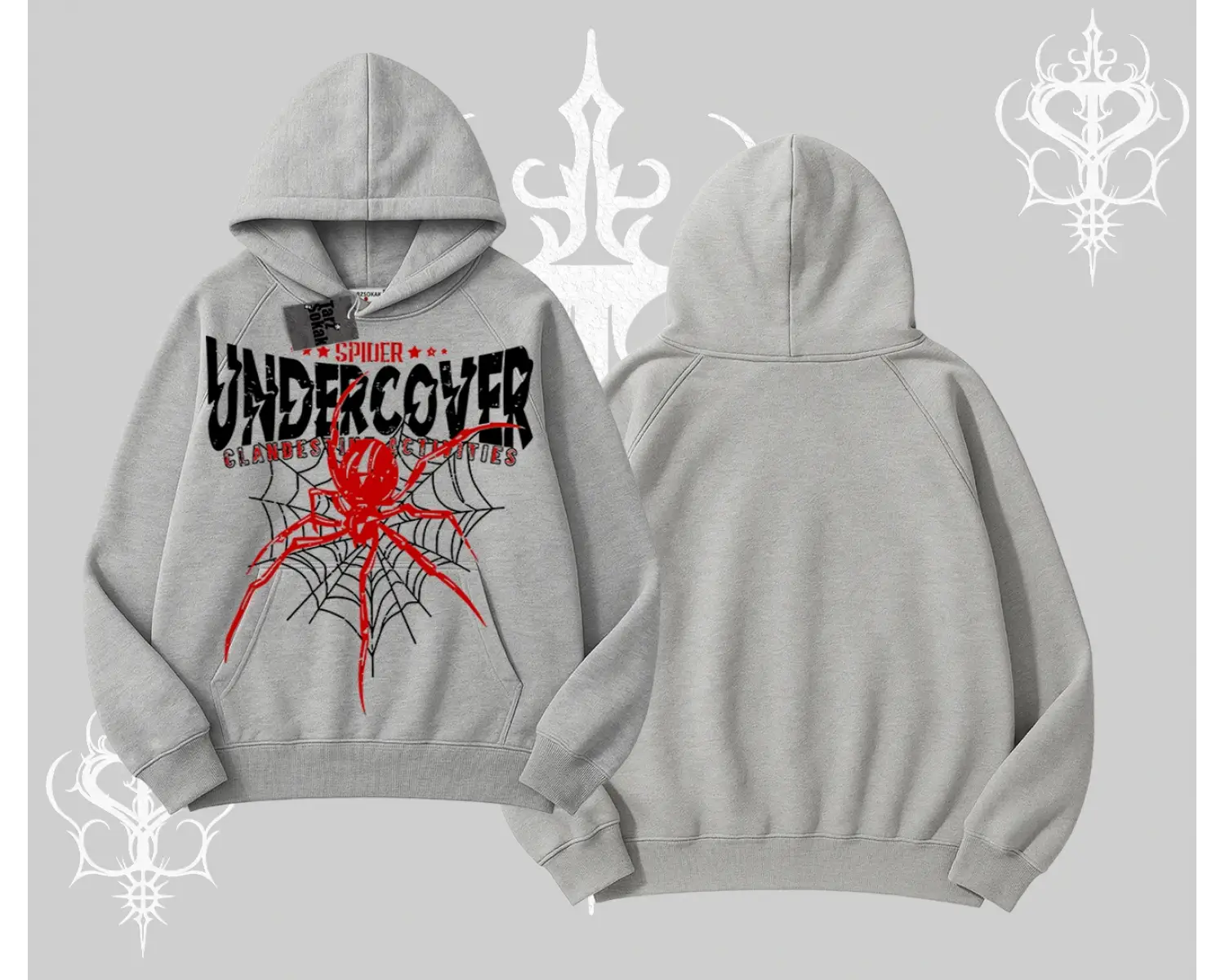 Beyaz Kapşonlu Sweatshirt Spider Undercover