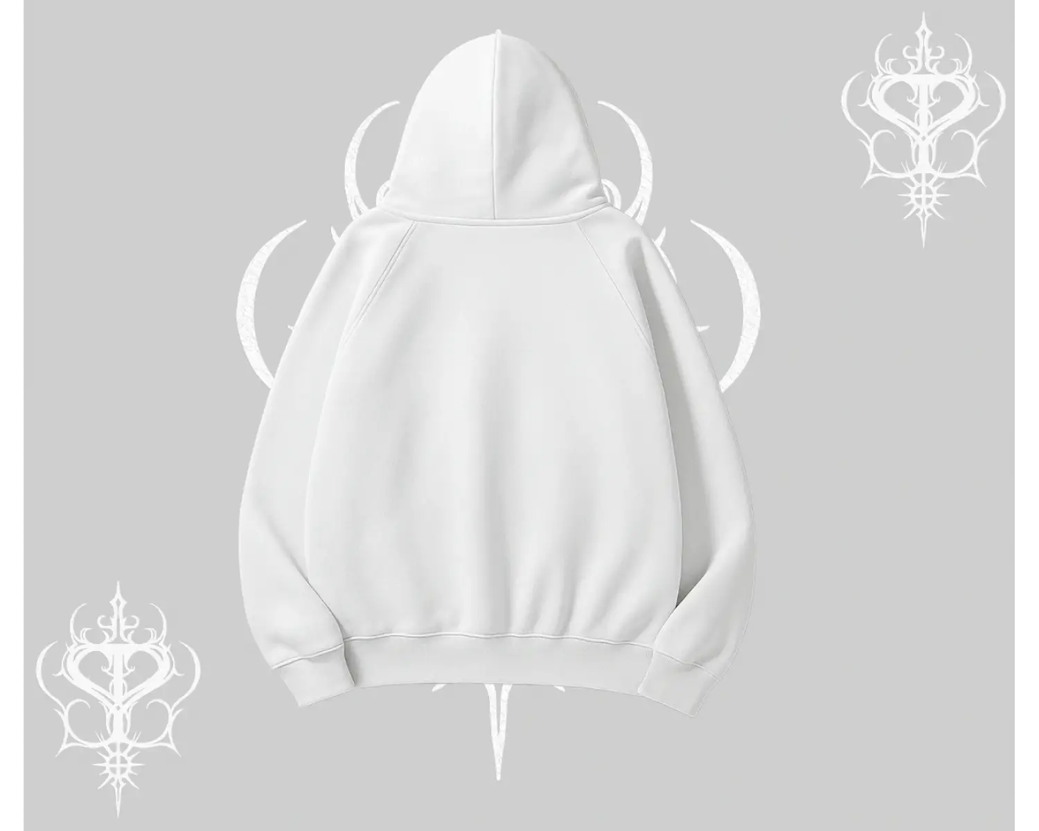 Beyaz Kapşonlu Sweatshirt Vampir Dış