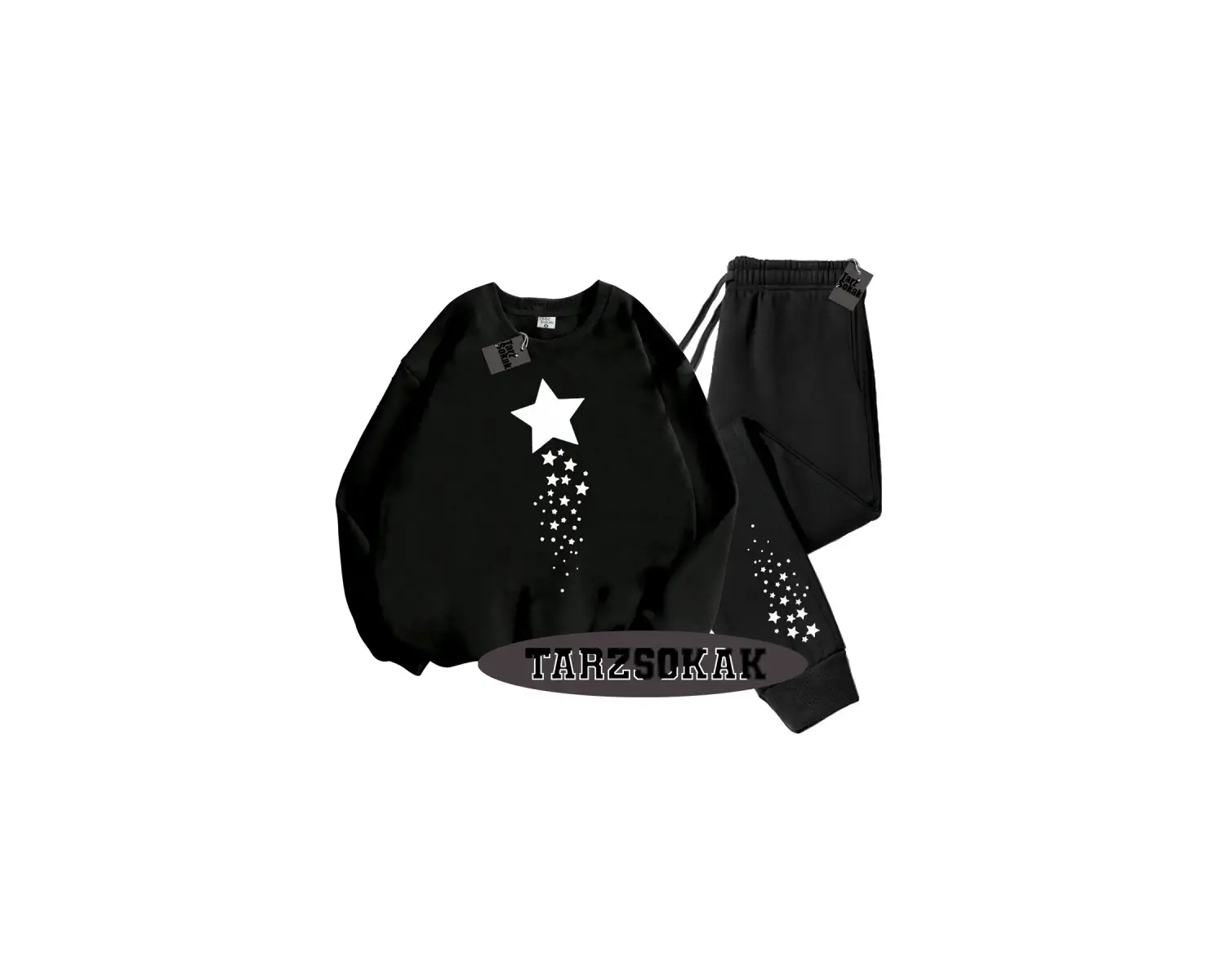 Beyaz Kapşonlu Yıldız Detaylı ikili TAKIM