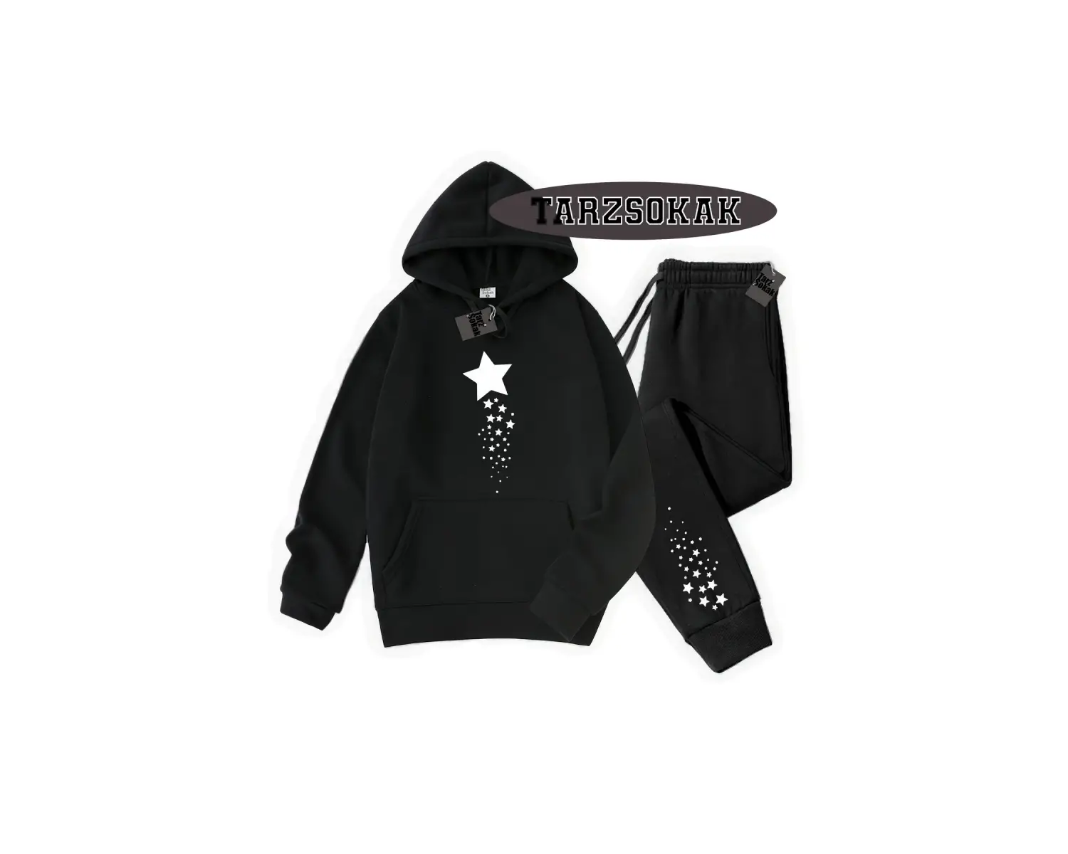 Beyaz Kapşonlu Yıldız Detaylı ikili TAKIM