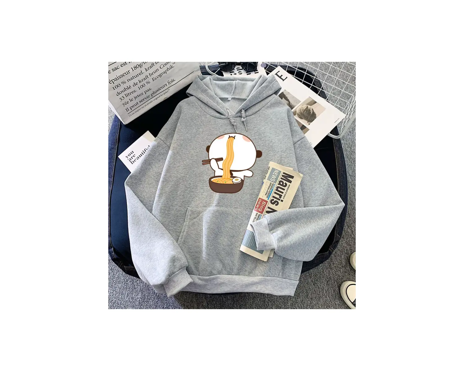 Beyaz Karikatür Panda Ayı Bubu DuduHoodies Yeme Ra Grafik Po