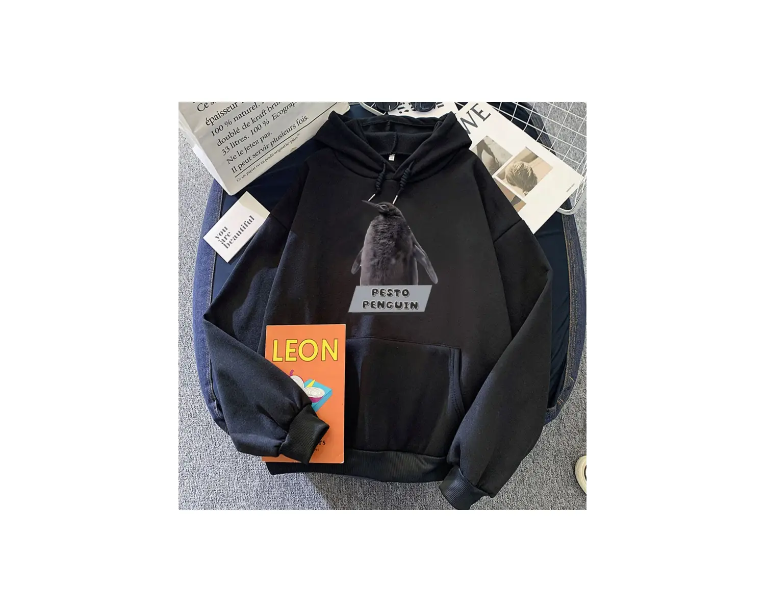 Beyaz Kawaii karikatür Pesto penguenHoodies Hoodies dera Mujer k