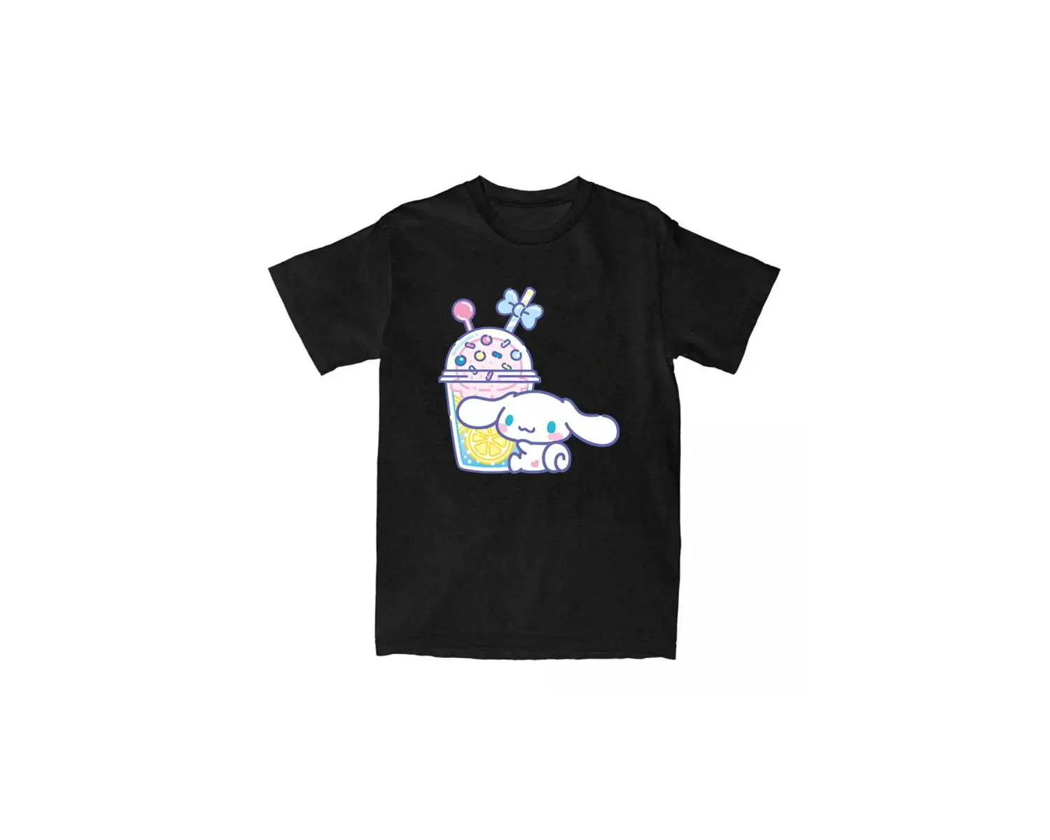 Beyaz Kawaii Köpek Grafik Baskı Yaz Unisex Sokak Tees Yumuşak Yuvarl