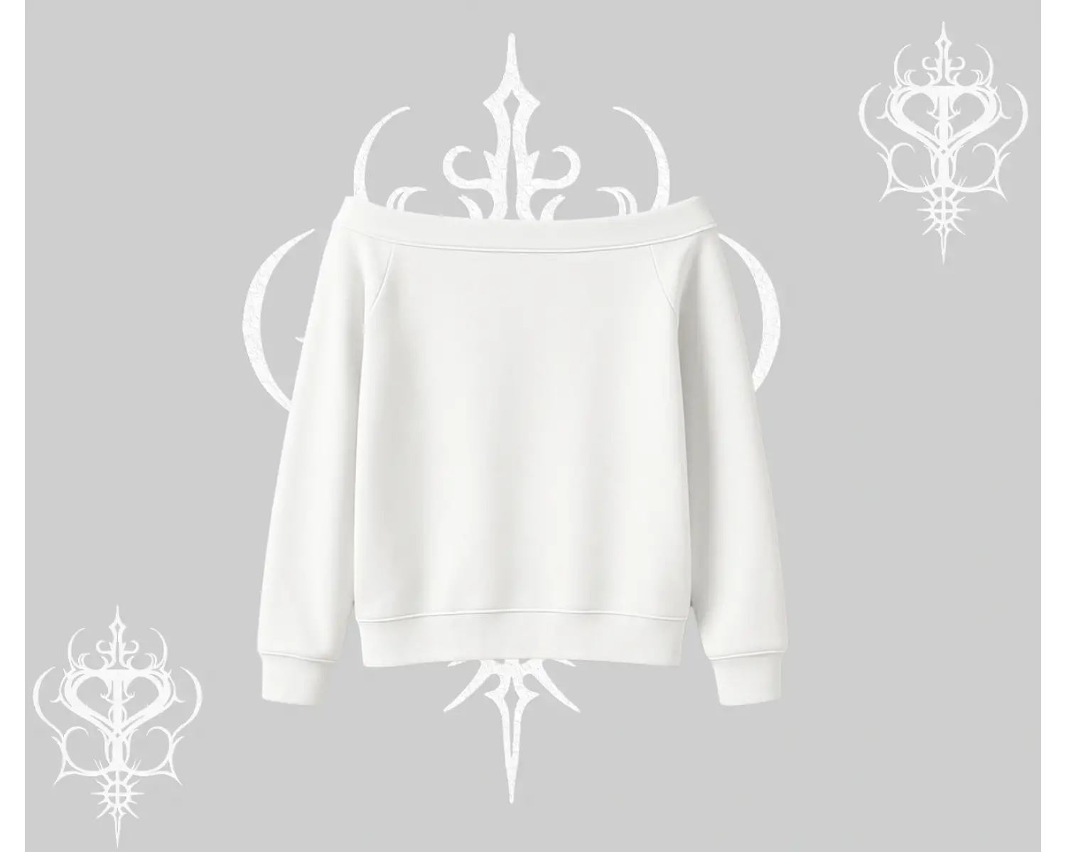 Beyaz Kayık Yaka Sweatshirt Autumn Spider